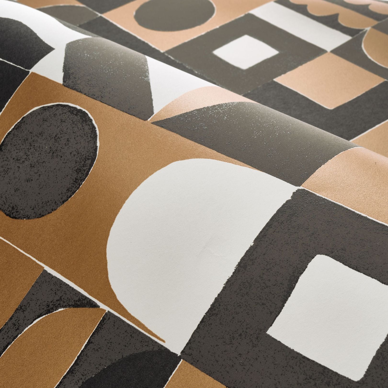 Structural wallpaper with geometric pattern GOURNA - NOIR/MORDORE black with brown