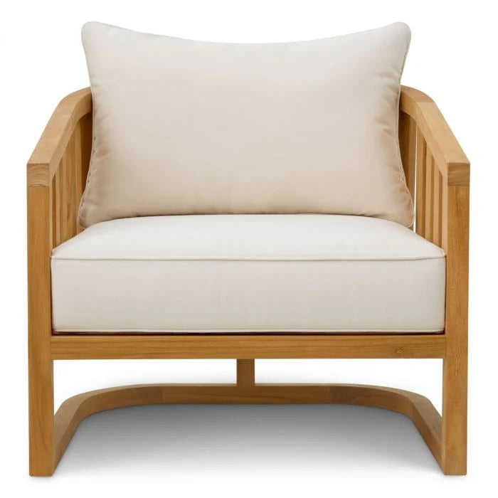 ARUBA Cream Outdoor Armchair with Wooden Base