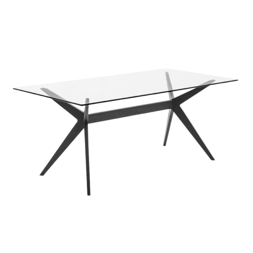 Tisch KENT mit Glasplatte und schwarzem Gestell