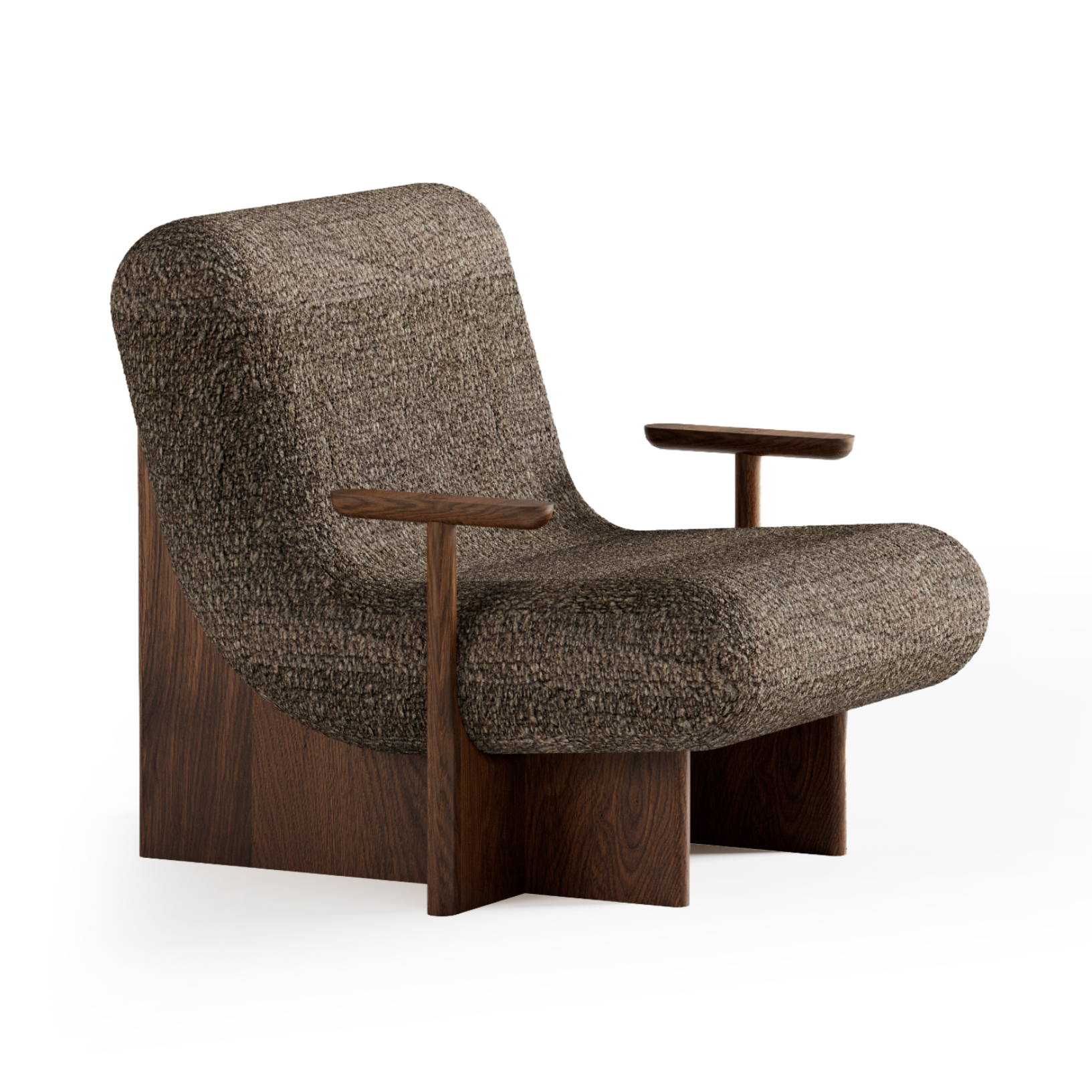 Sessel KIVO braun mit dunklem Eichenfuß