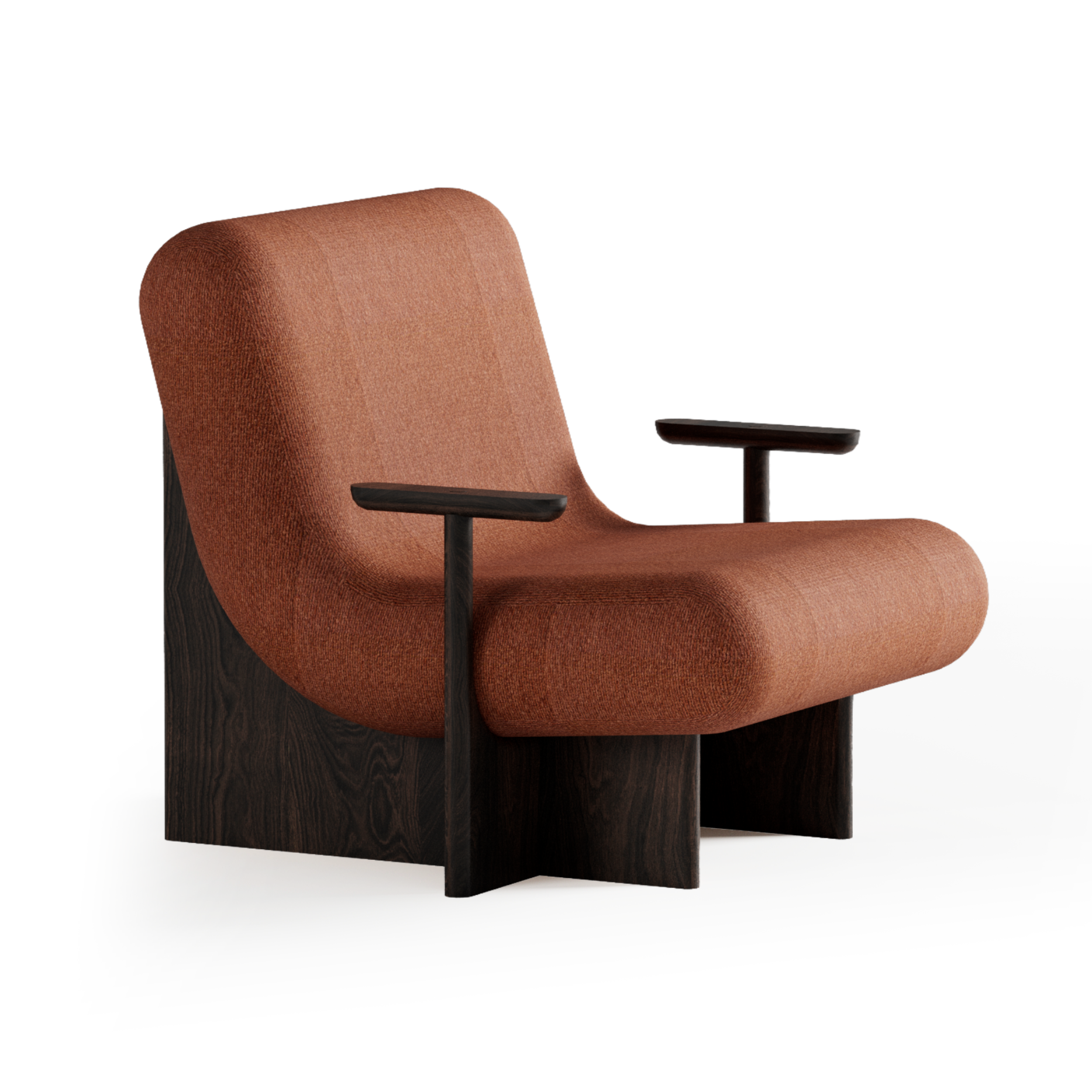 KIVO Armchair in Rust with Ebony Oak Base