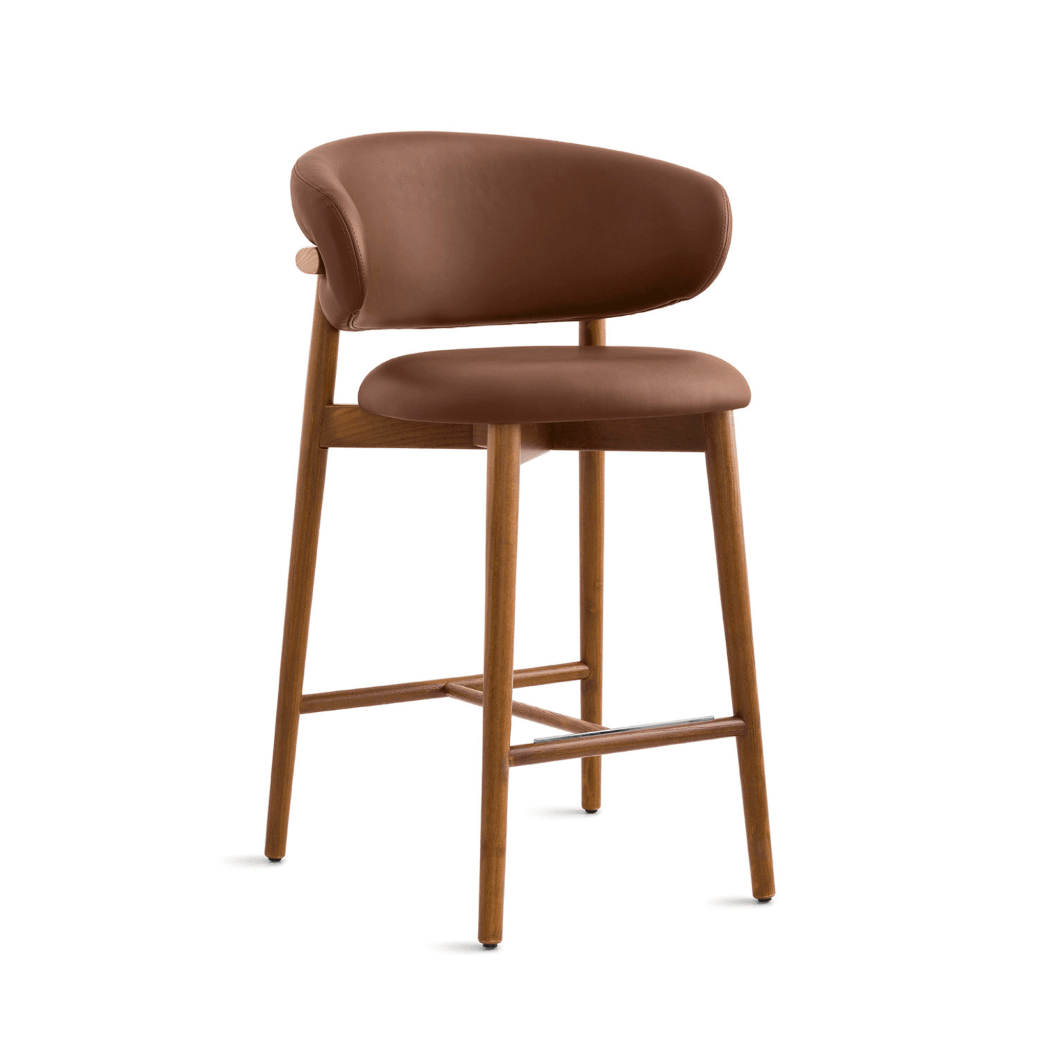 Krzesło barowe OLEANDRO brązowa ekoskóra z drewnianą podstawą Calligaris drewniana orzech włoski   Eye on Design