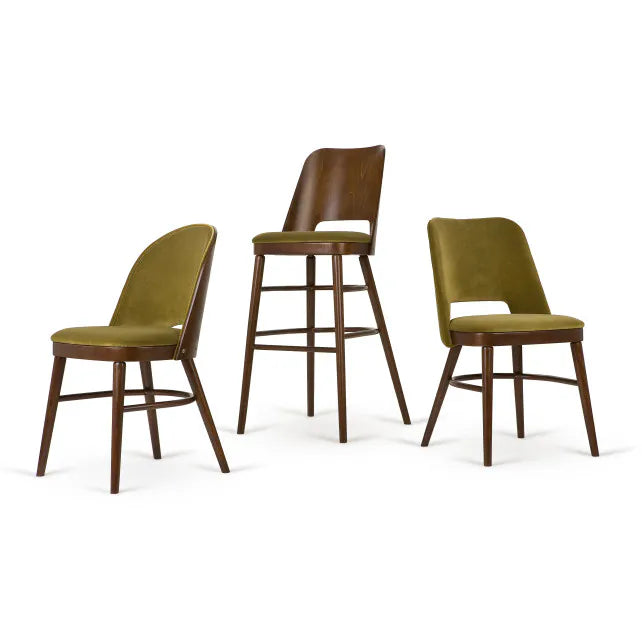 Shell A-0045 Stuhl mit einer Buchenbasis gepolstert