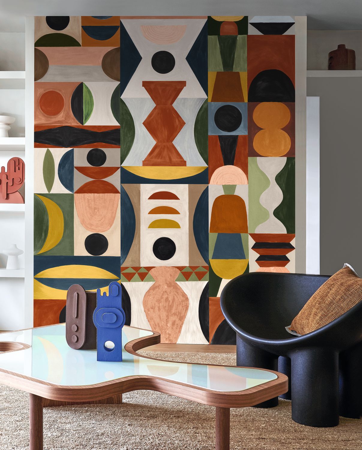 Mural with geometric pattern MODELAGE - MULTICO multicolored