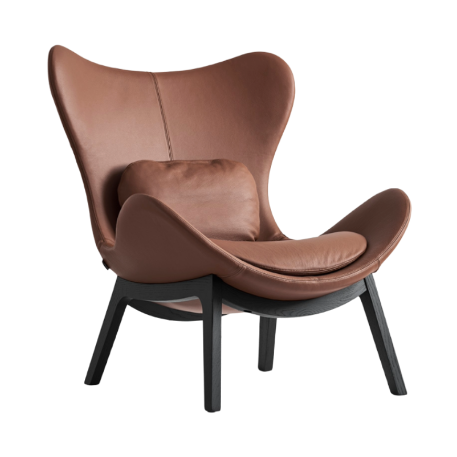 Upholstered LAZY Armchair with Black Wooden Base