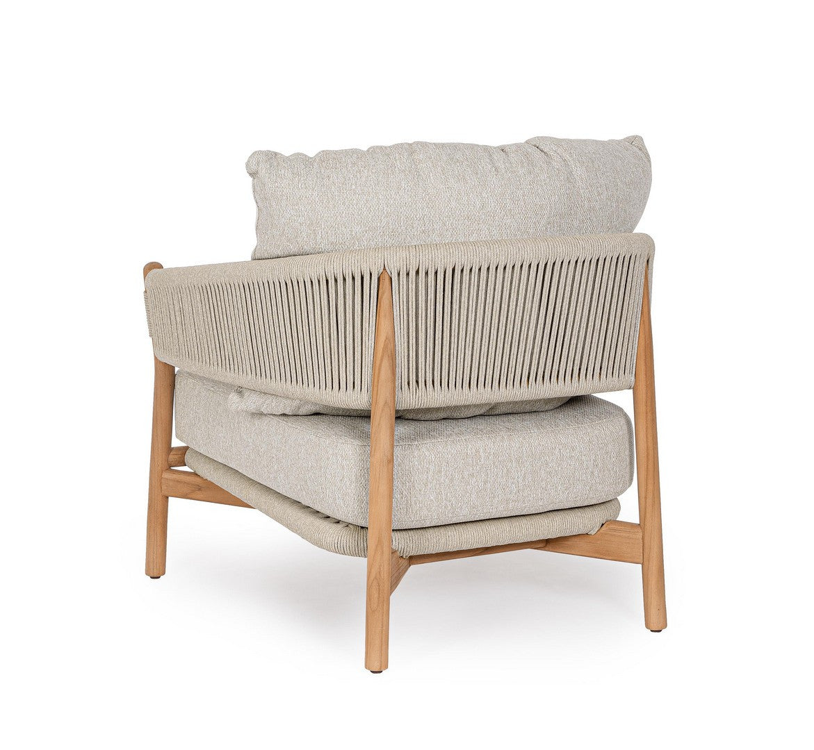 Buitenstoel GARITA beige met houten basis