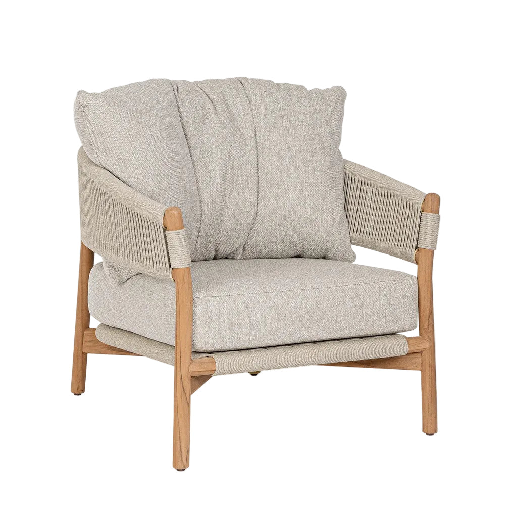 Buitenstoel GARITA beige met houten basis