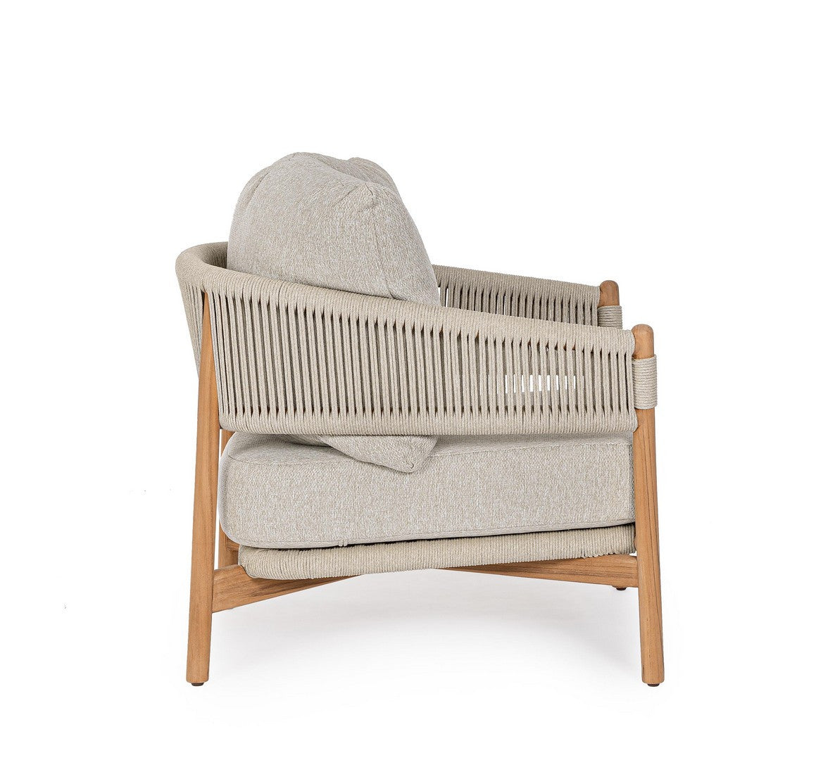 Buitenstoel GARITA beige met houten basis