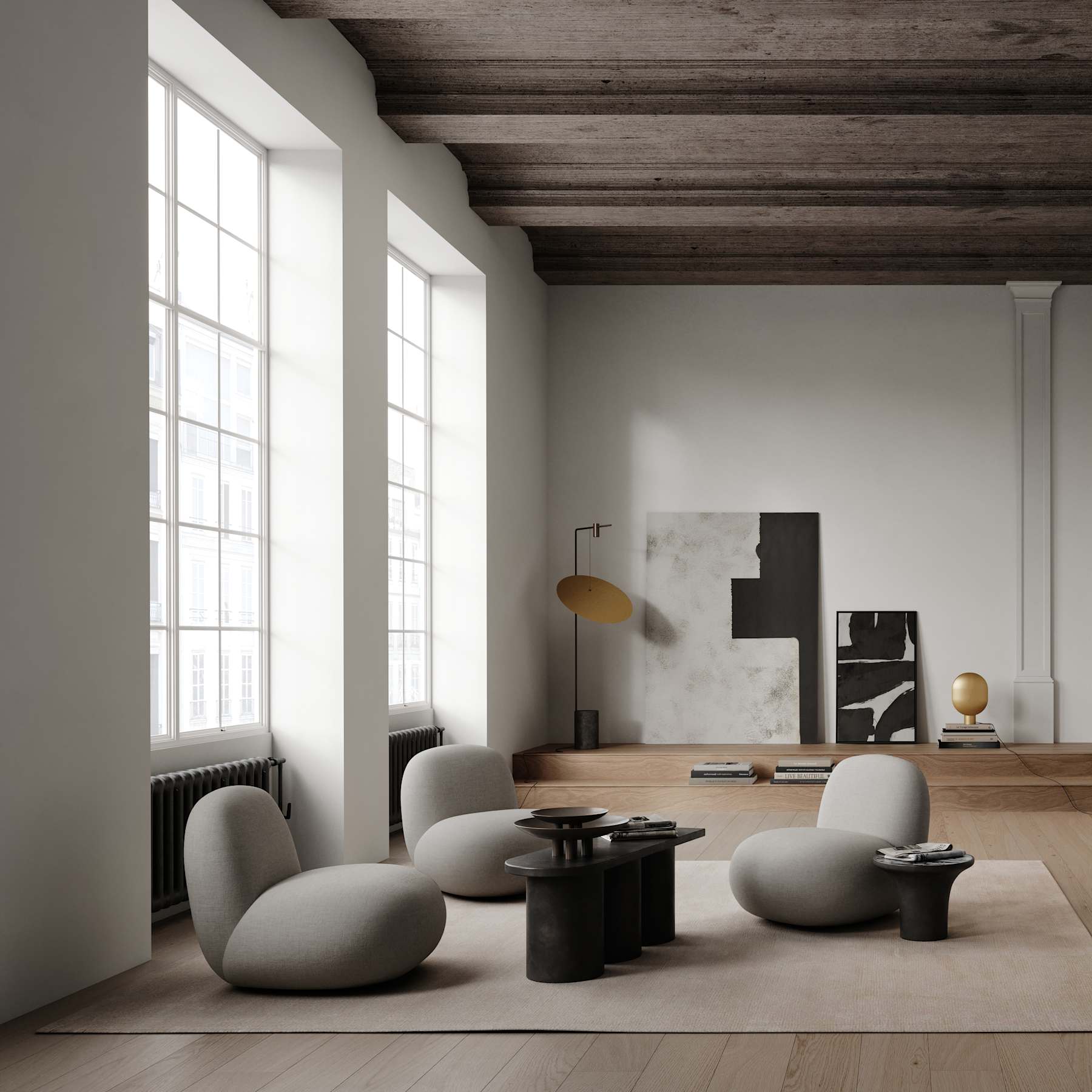 TOE FLAT Sessel ohne Armlehnen, grau