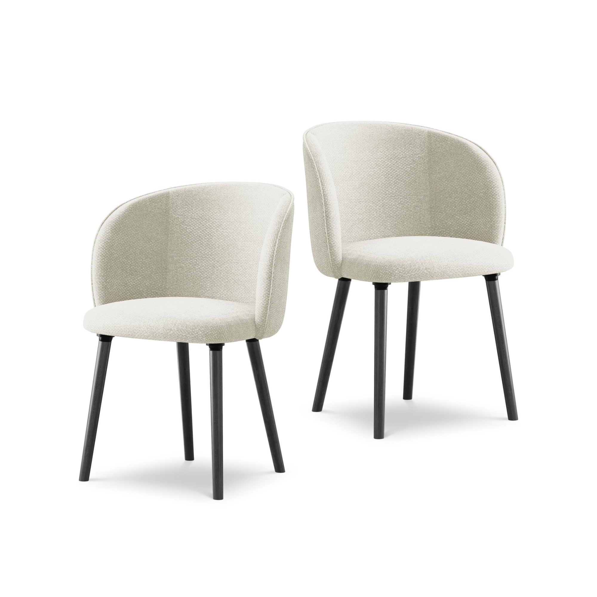 MAIA chair in sandy boucle with a black oak base