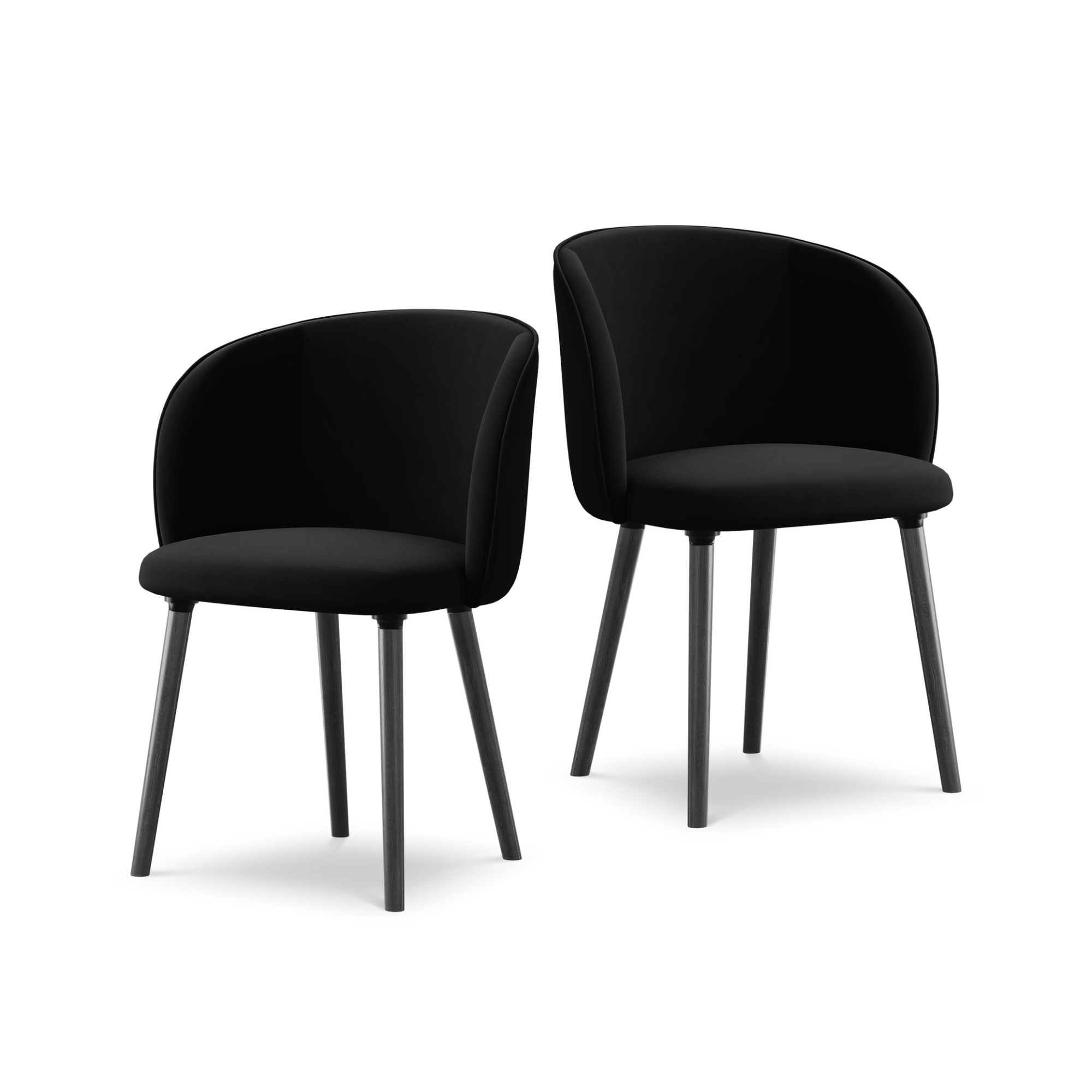 Fluwelen stoel MAIA zwart met zwarte eiken basis