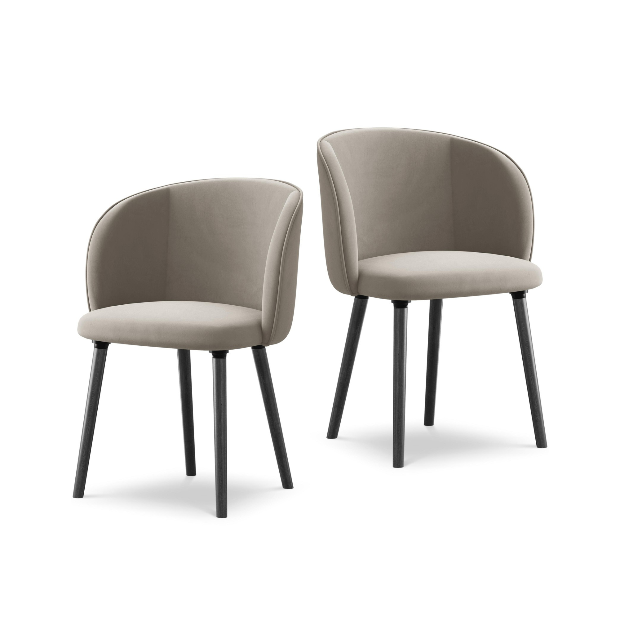 Velours stoel MAIA taupe met zwarte eiken basis