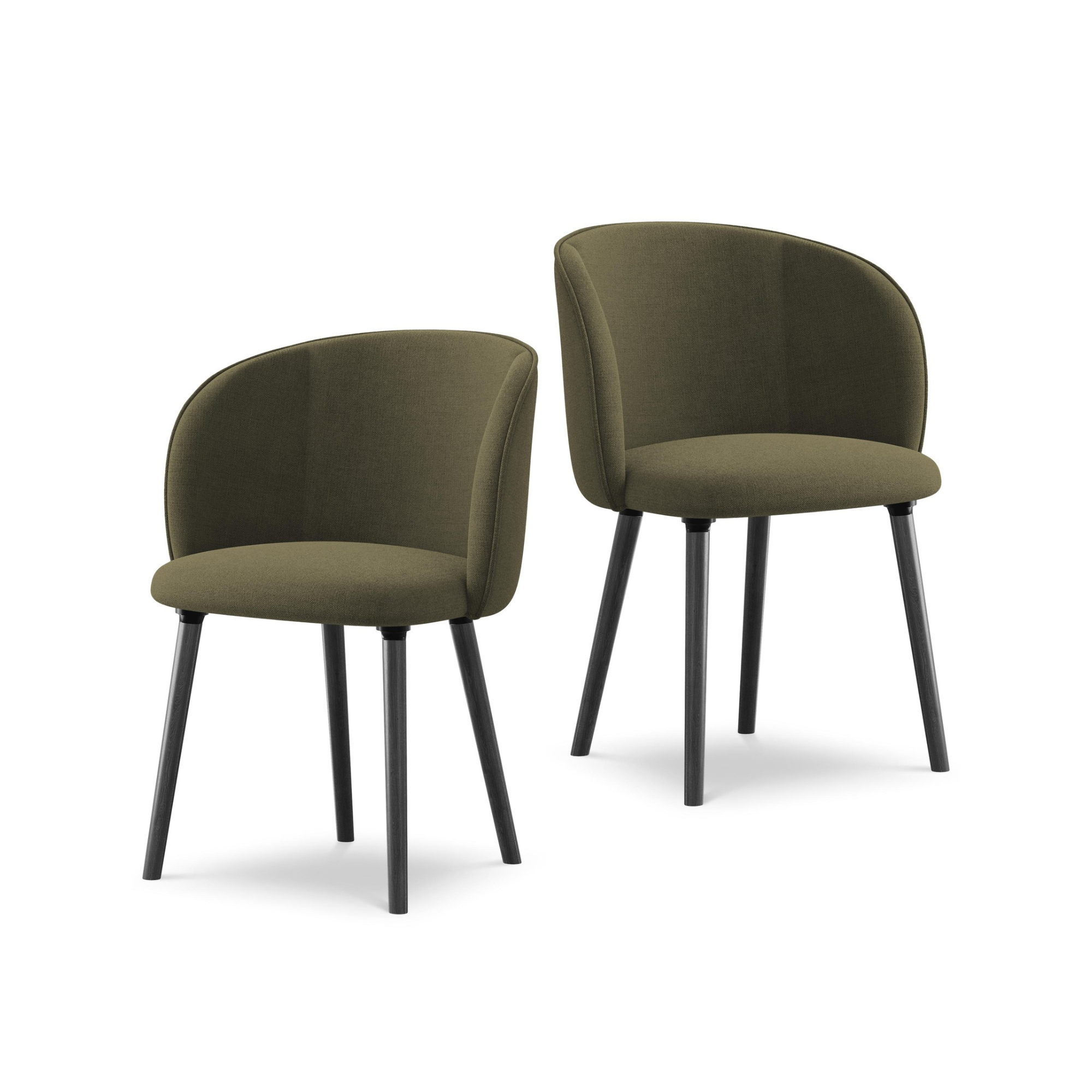 Stoel MAIA olijfgroen met zwarte eiken basis