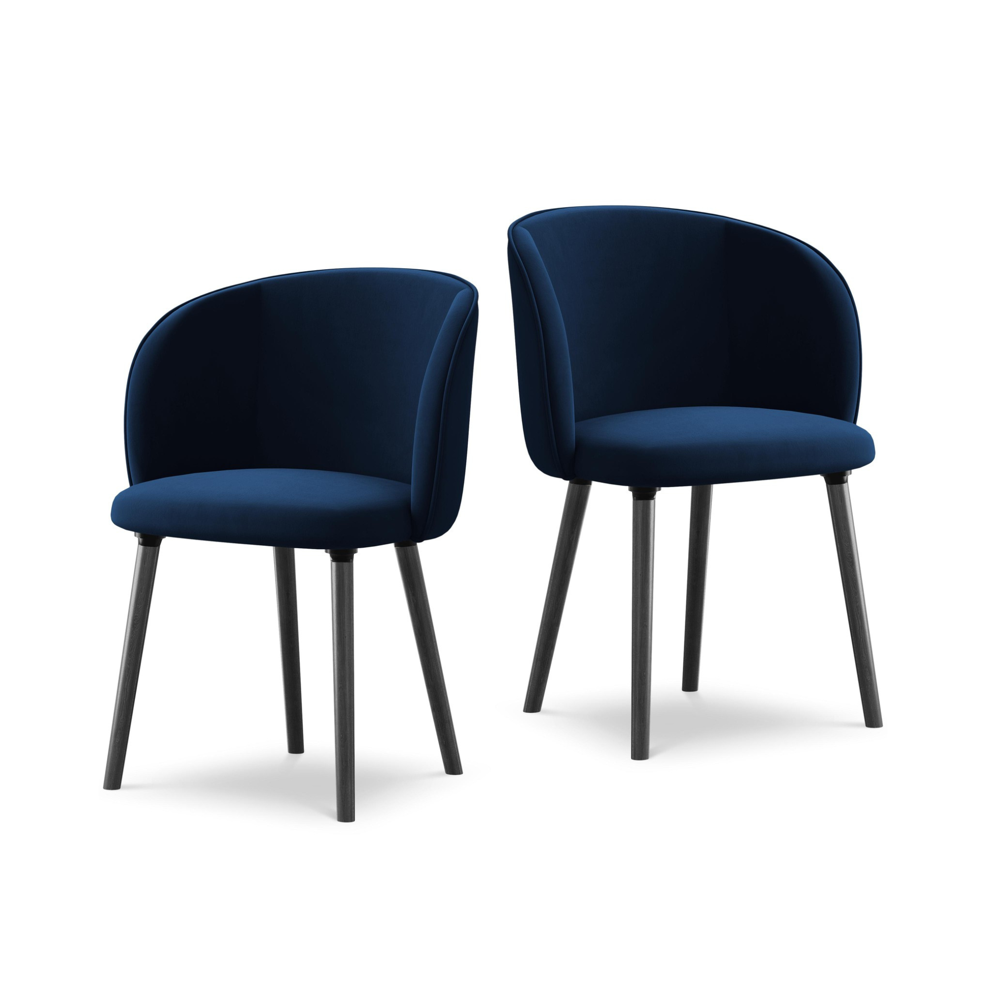 Fluwelen stoel MAIA koninklijk blauw met zwarte eiken basis