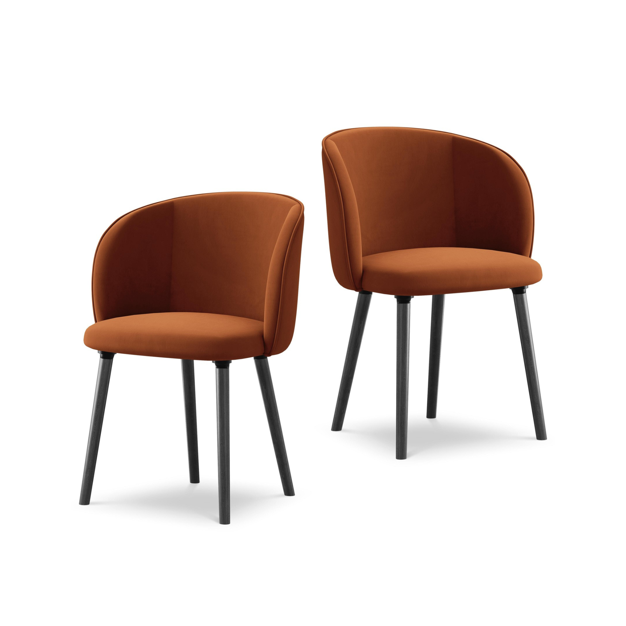 Velours stoel MAIA terracotta met zwarte eiken basis