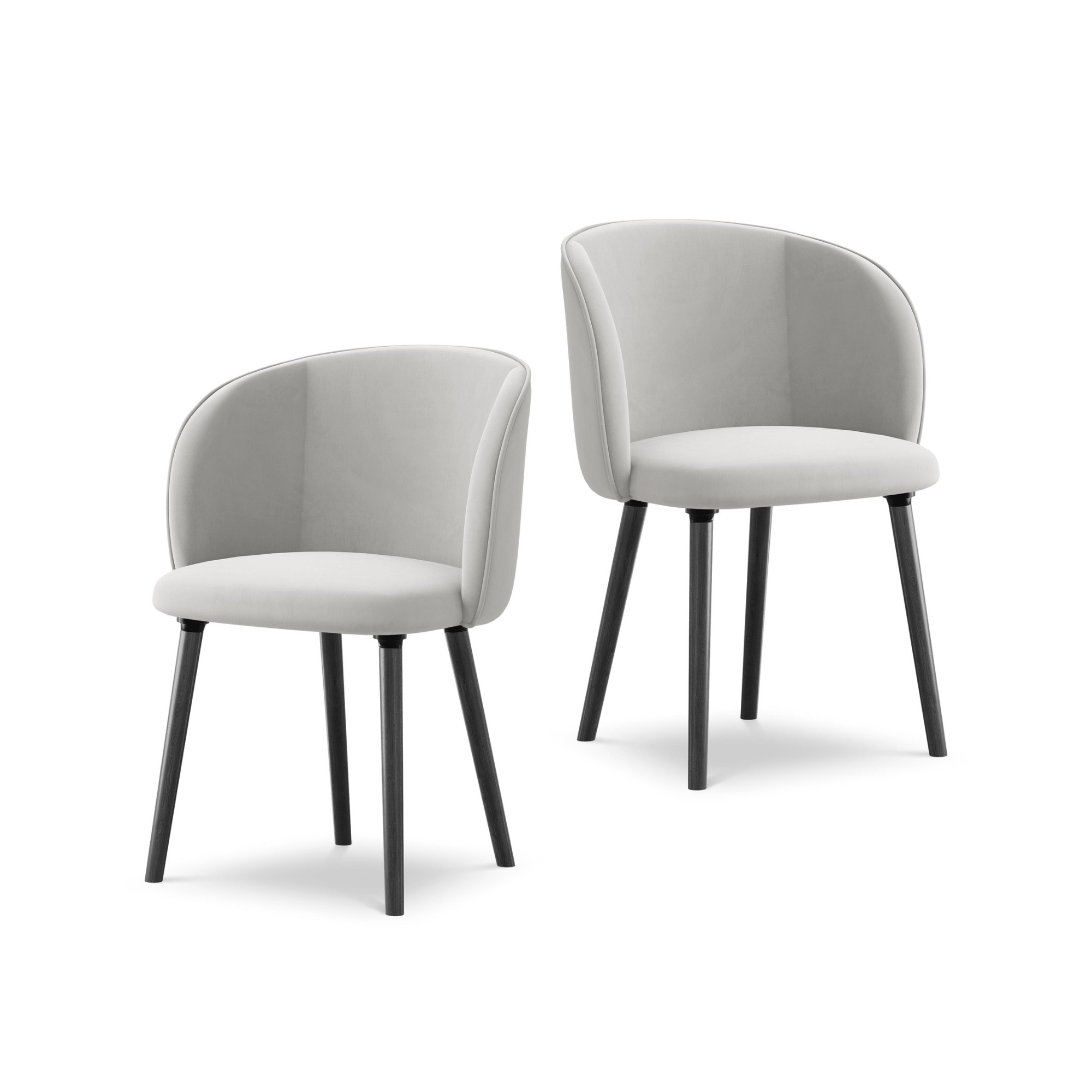 Velvet Chair MAIA silver with black oak base