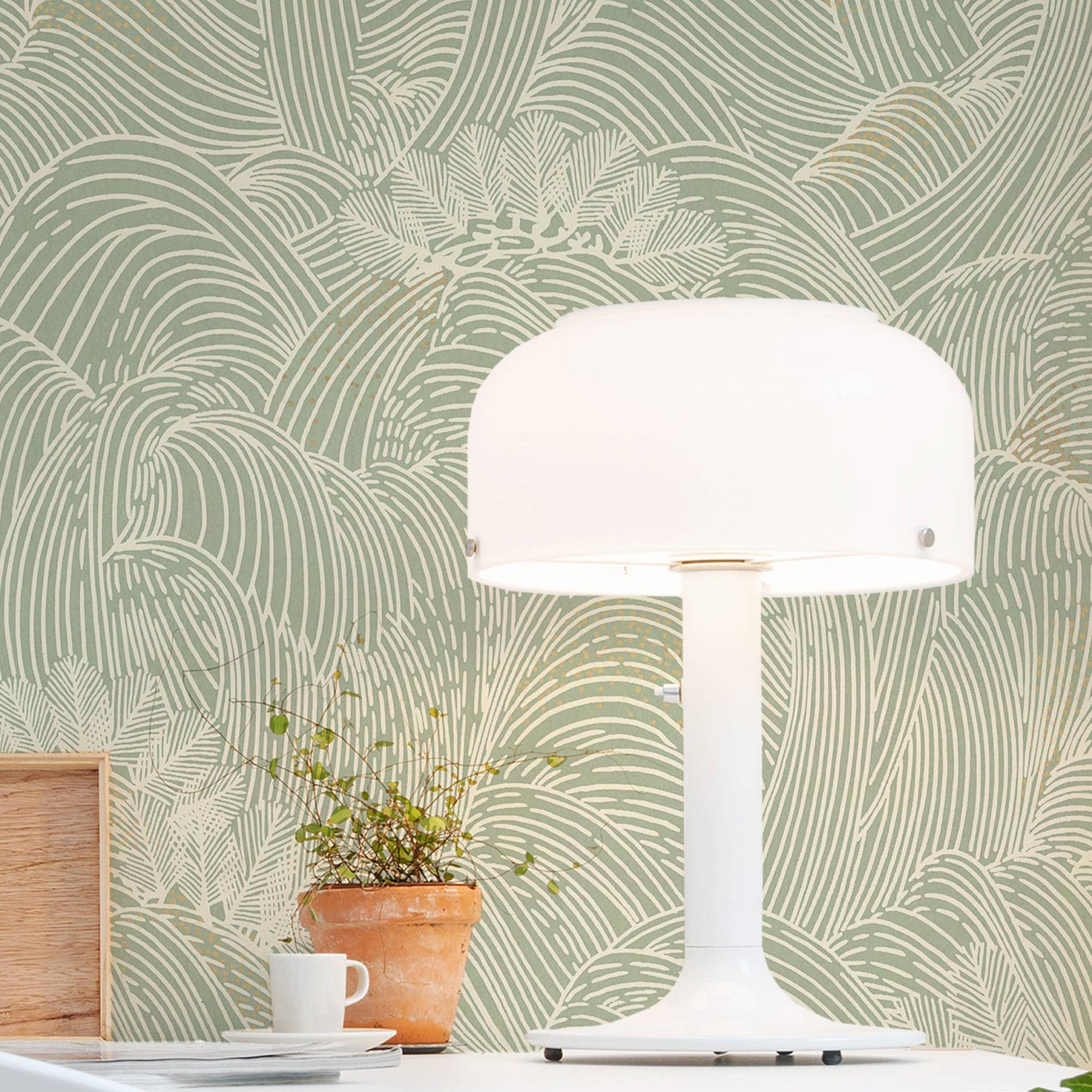 Structuurtapijt met abstract golfpatroon MARÉE HAUTE - GROEN