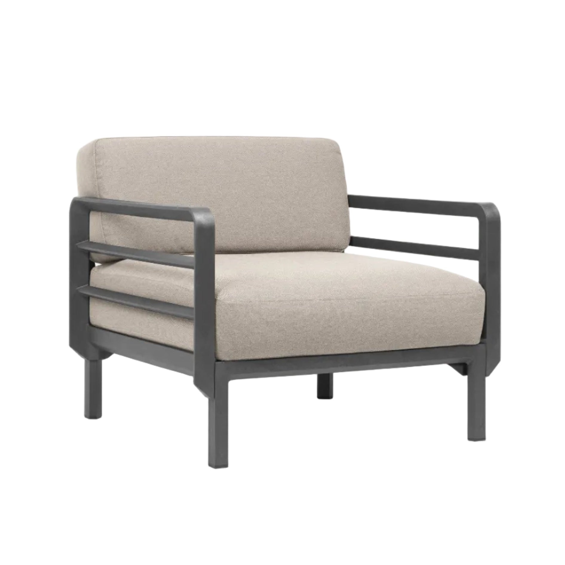 Buitenfauteuil MAXIMO parelmoer met grafieten basis