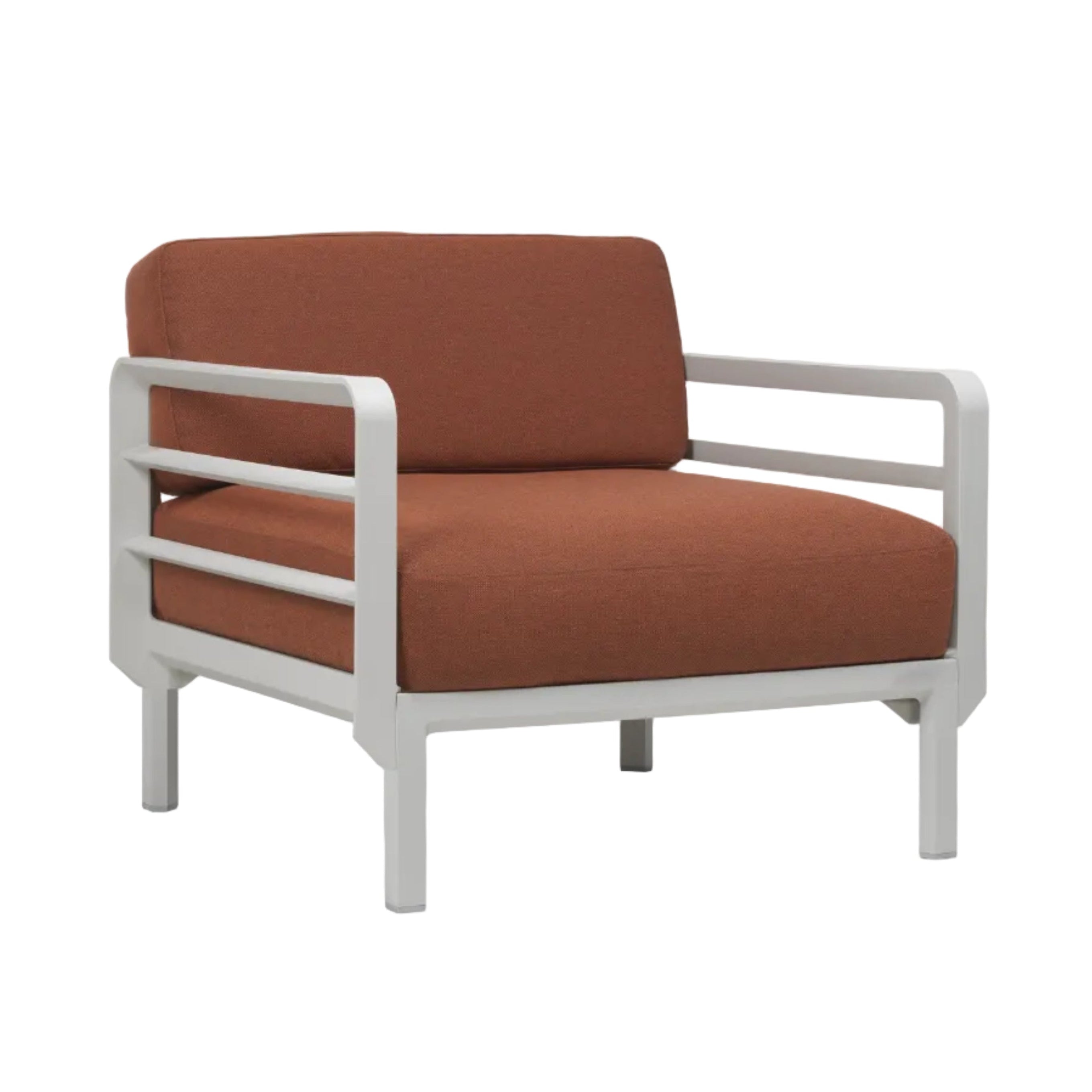 Buitenfauteuil MAXIMO kaneel met krijtachtige basis