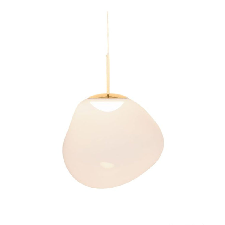 Melt iridescent hanging lamp with a golden finish