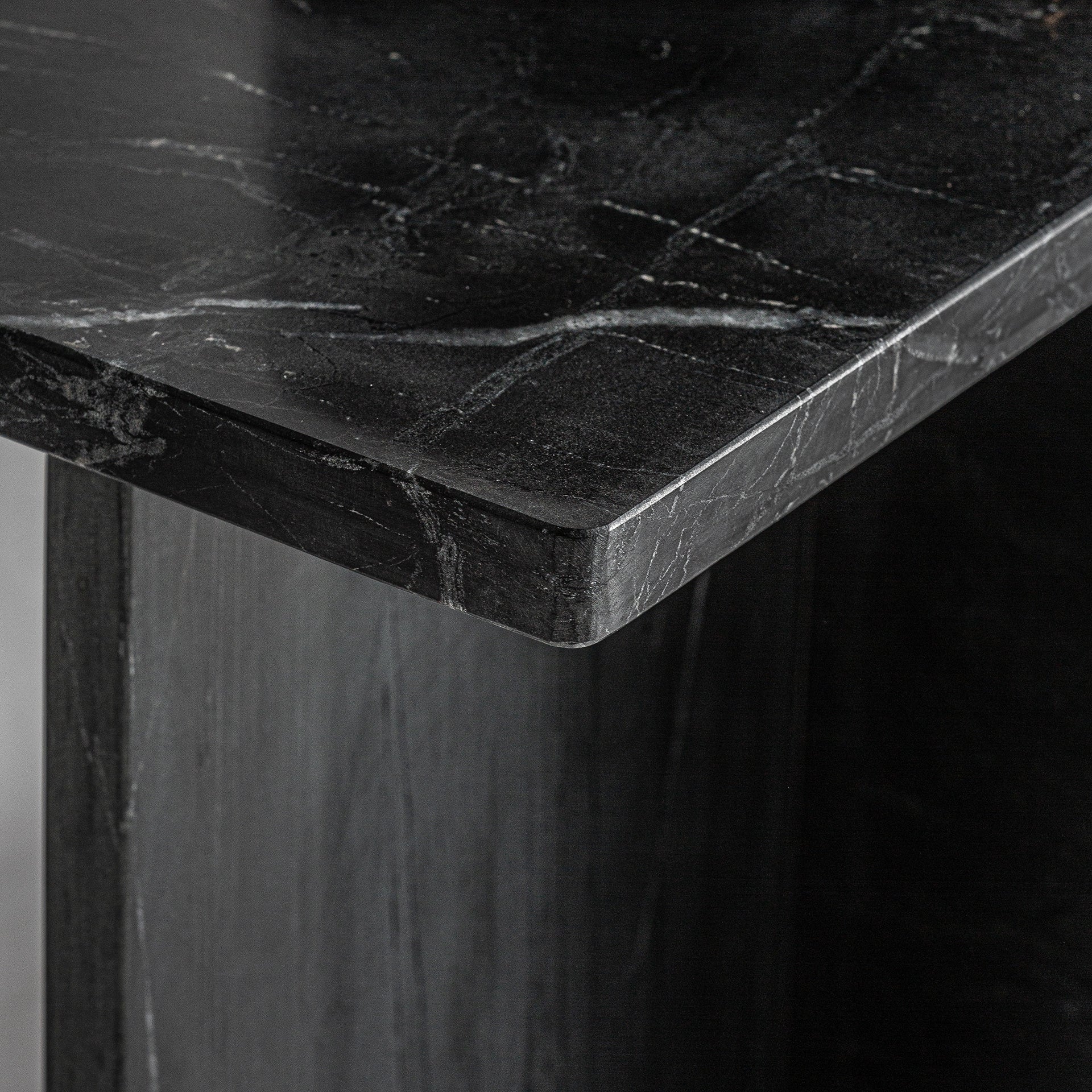 MARQUINA Black Marble Double-Top Side Table