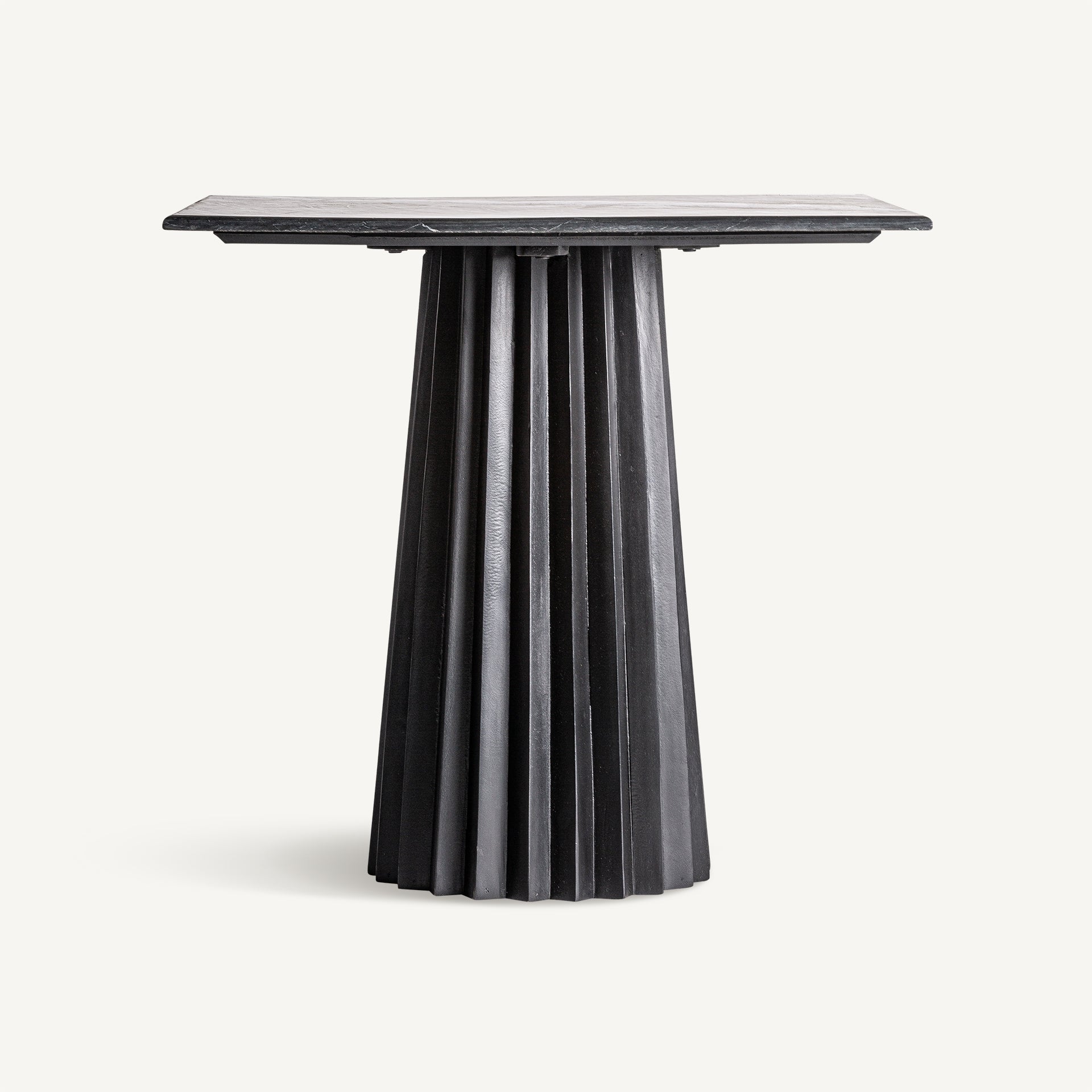 PLISSÉ Bar Table in Black Mango Wood with Black Marble Top