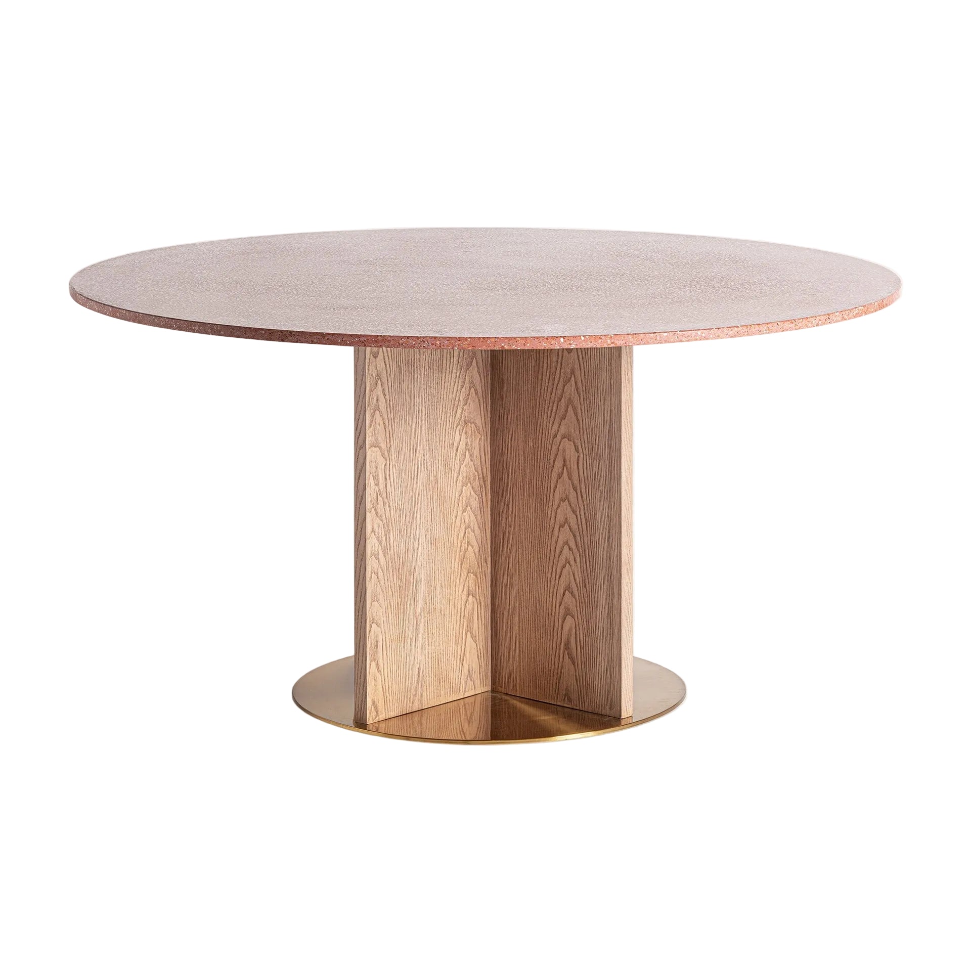 Ronde tafel ALFERCE bordeaux lastryko met houten basis en gouden afwerking
