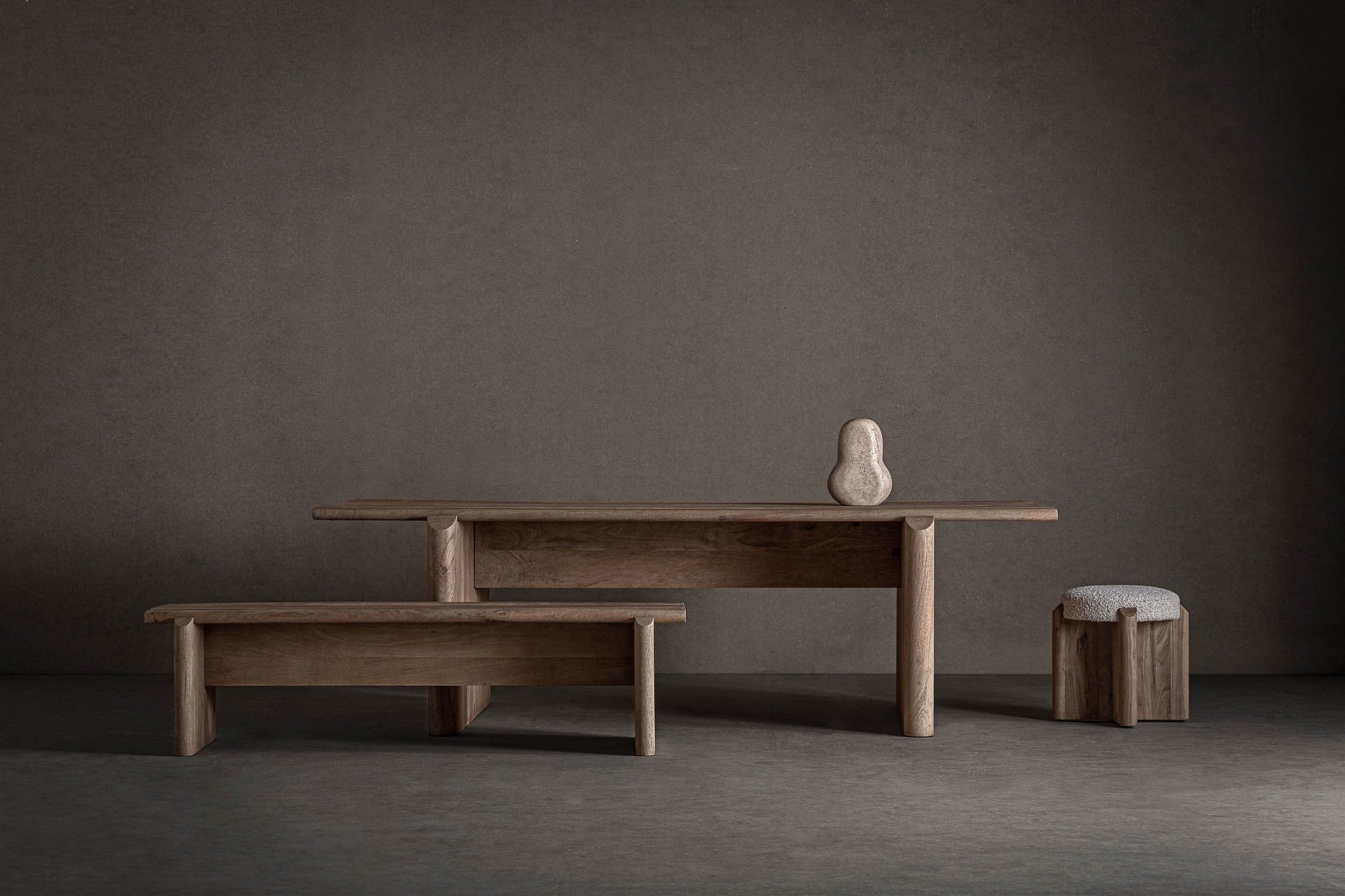JACQUARD tafel van mango-hout