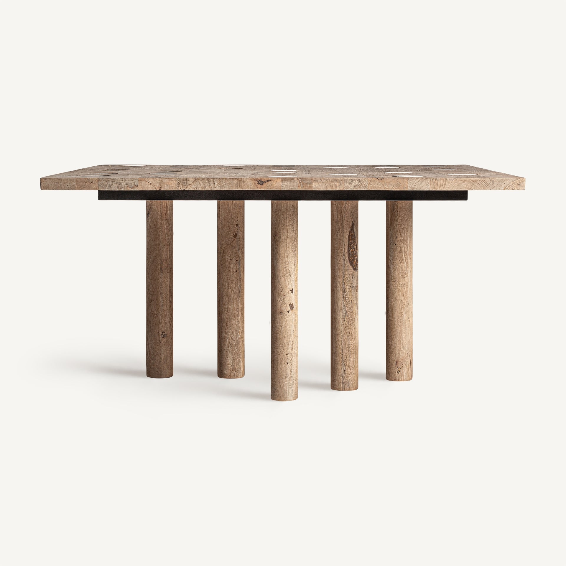 Square Table JACQUARD Mango Wood with Travertine Finish