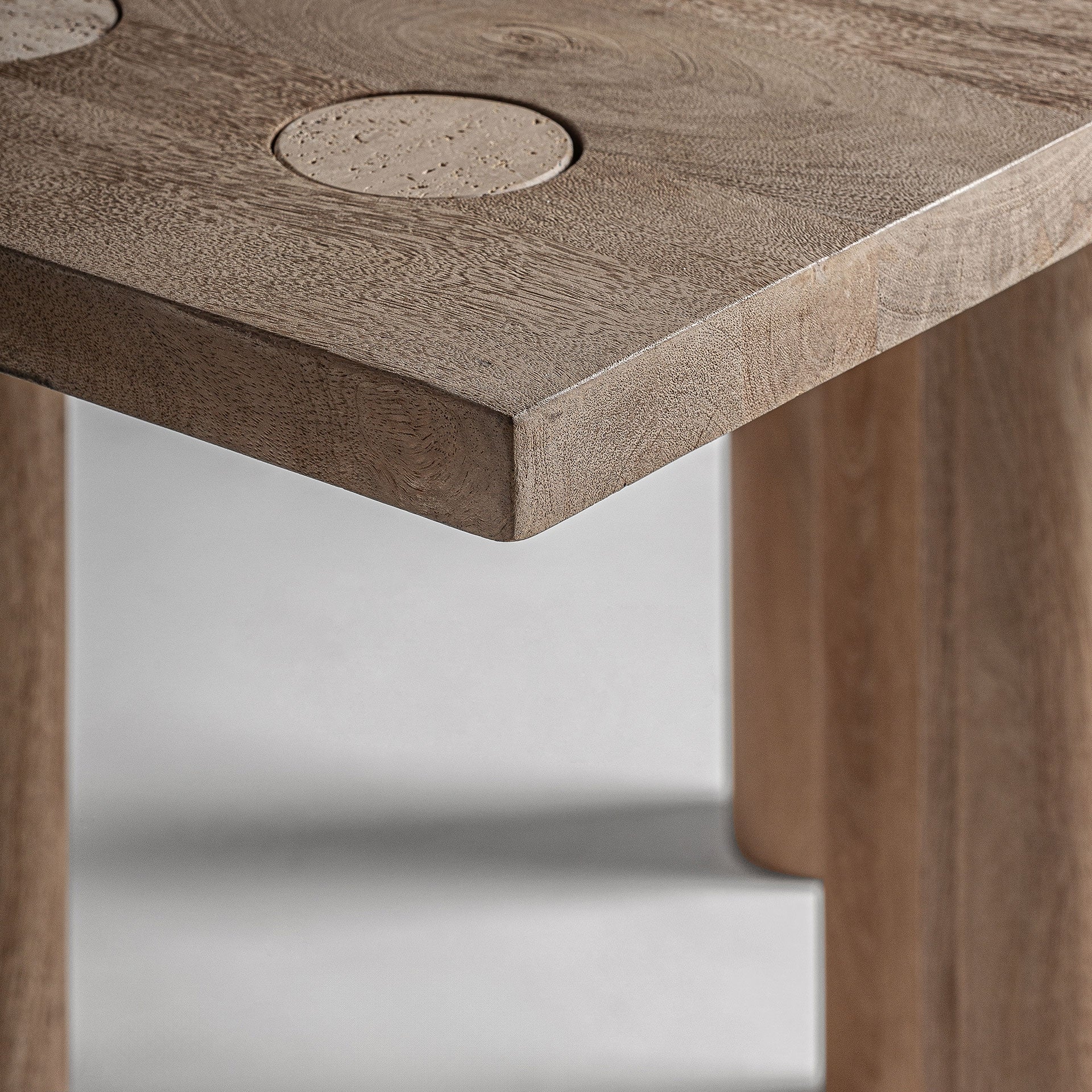 Square Table JACQUARD Mango Wood with Travertine Finish