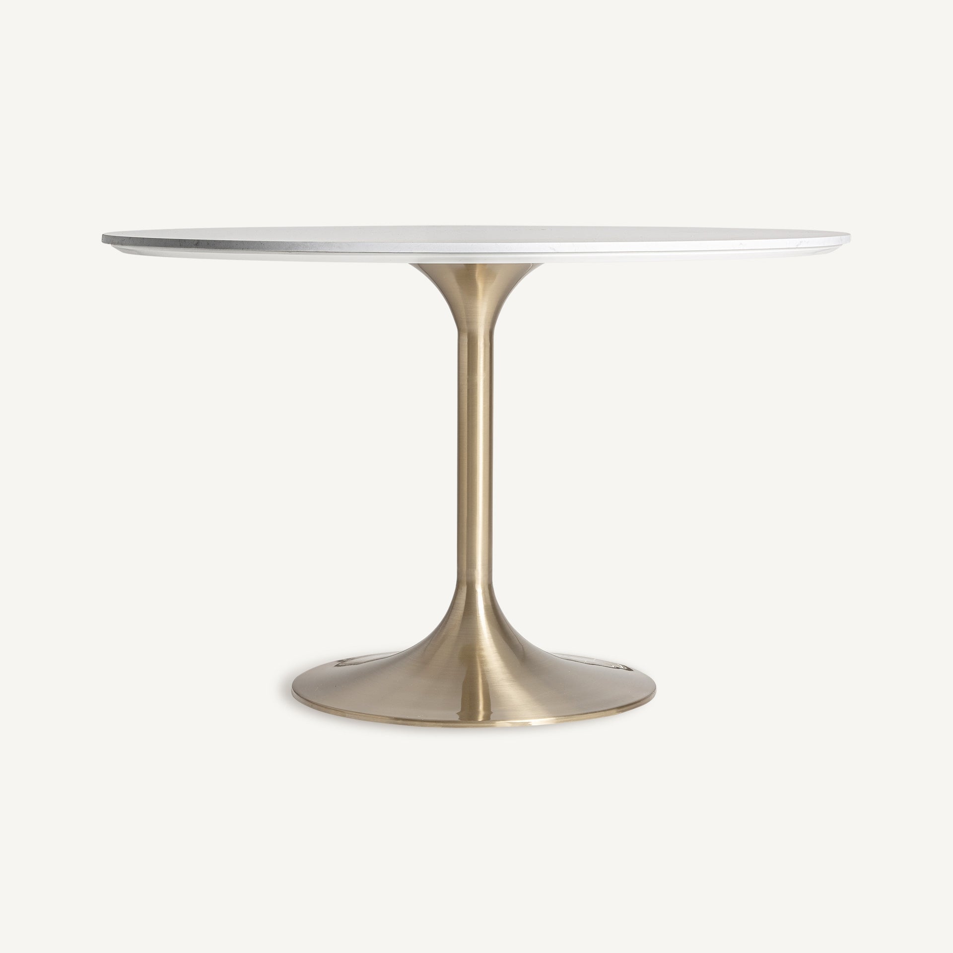 Round Table KELHEIM White Porcelain Stoneware with Gold Base