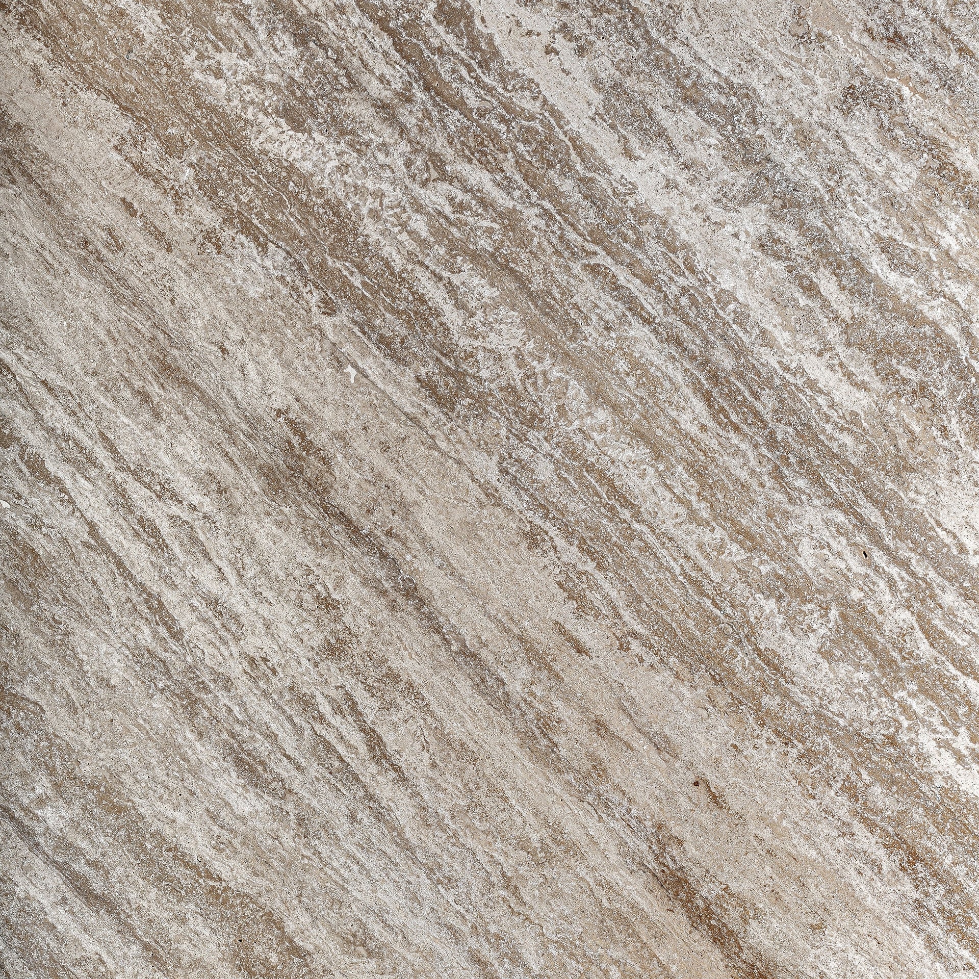 Runder Tisch LAIZE mit Travertinplatte und Stahlbasis