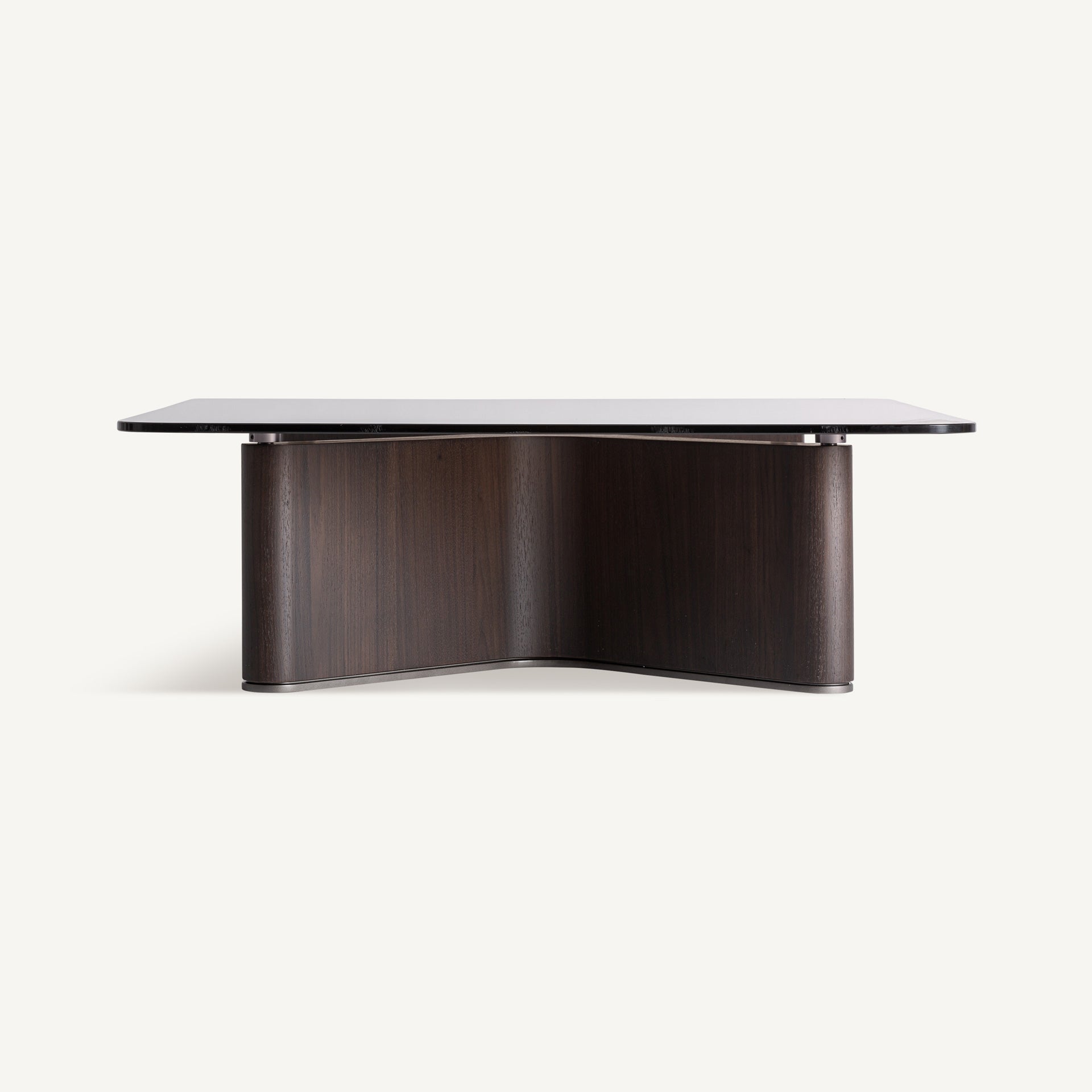 BRANSBY Coffee Table in Dark Ash Wood with Glass Top