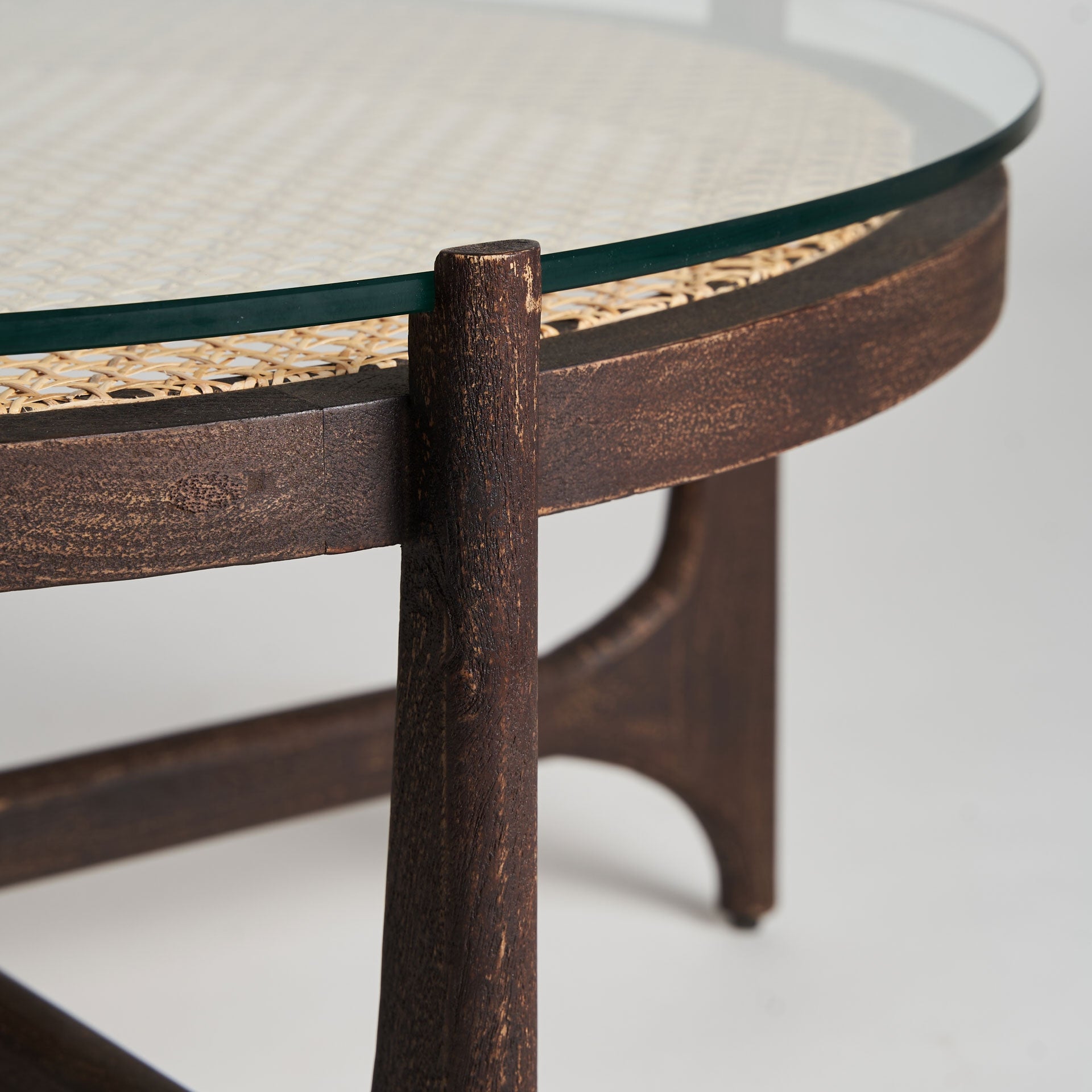 Salontafel NOSSEN mango hout met glazen blad