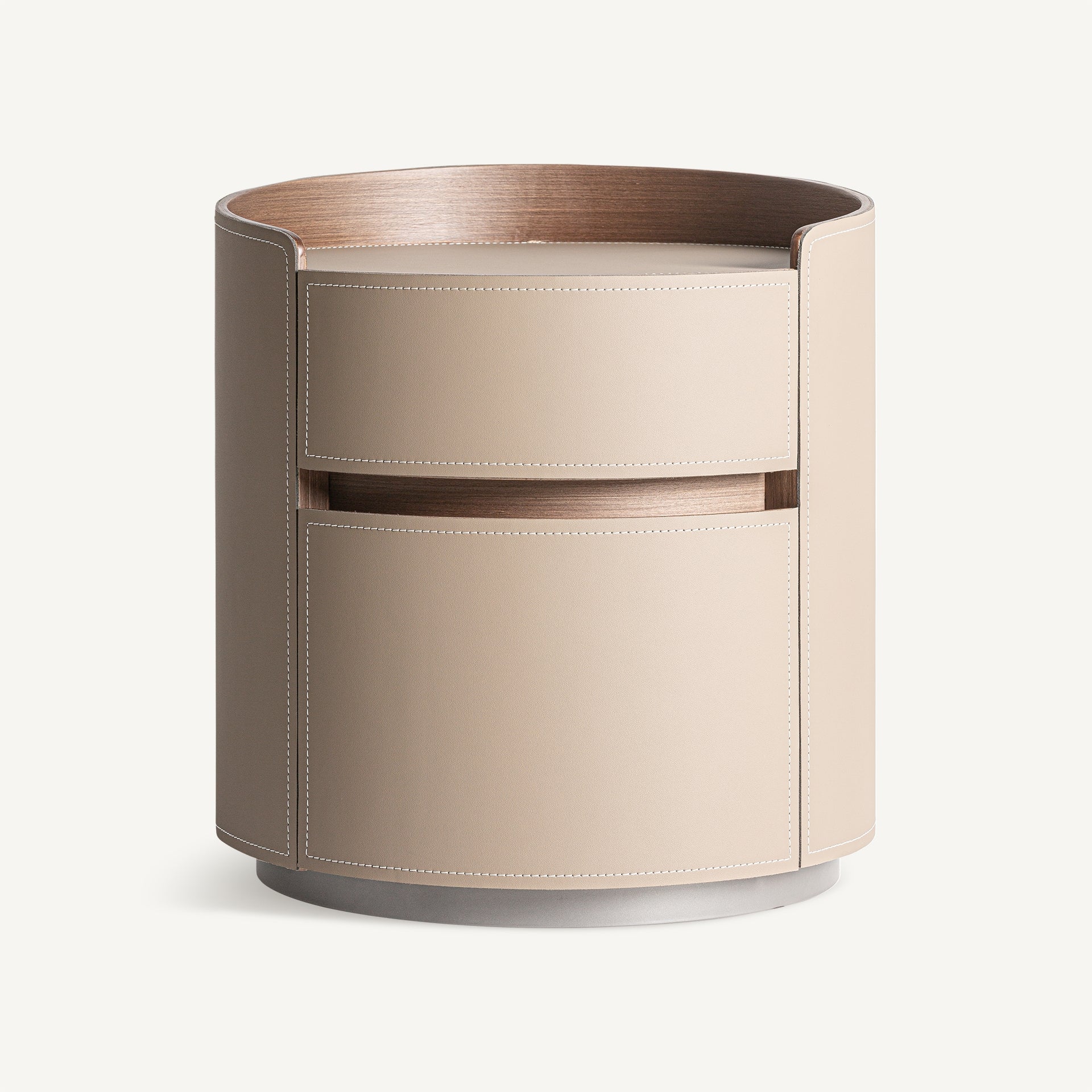 Nachtkastje KANDERN eucalyptushout met beige afwerking