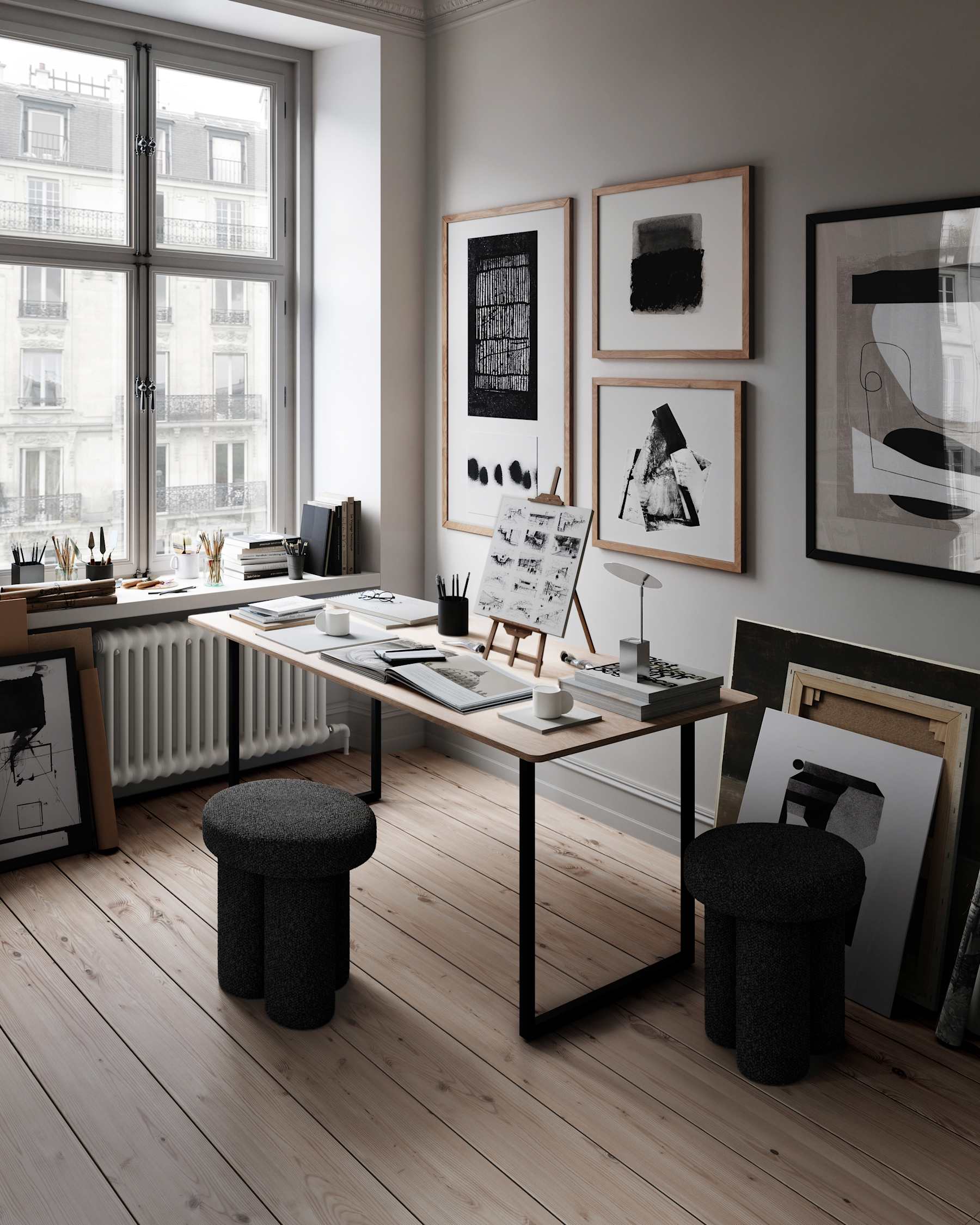 Kruk BIG FOOT bouclé grijs-bruin