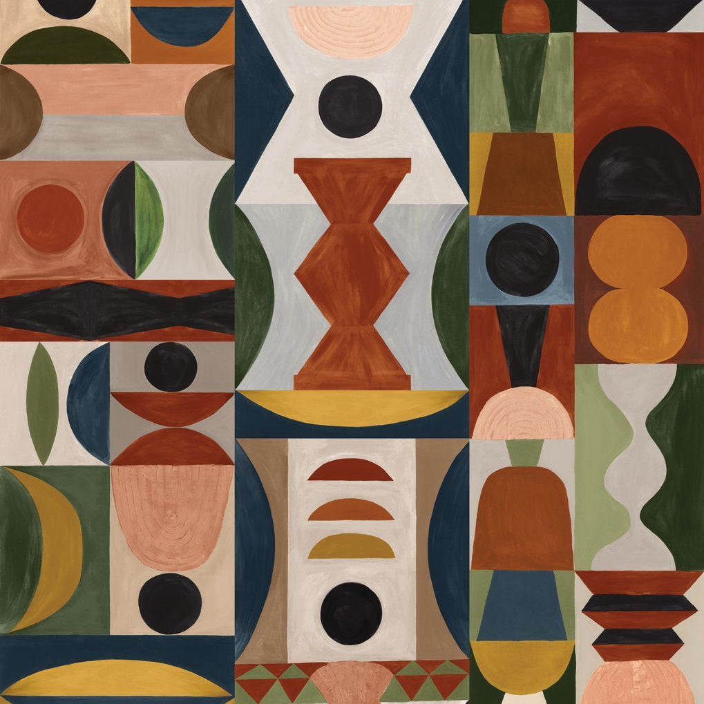 Mural with geometric pattern MODELAGE - MULTICO multicolored
