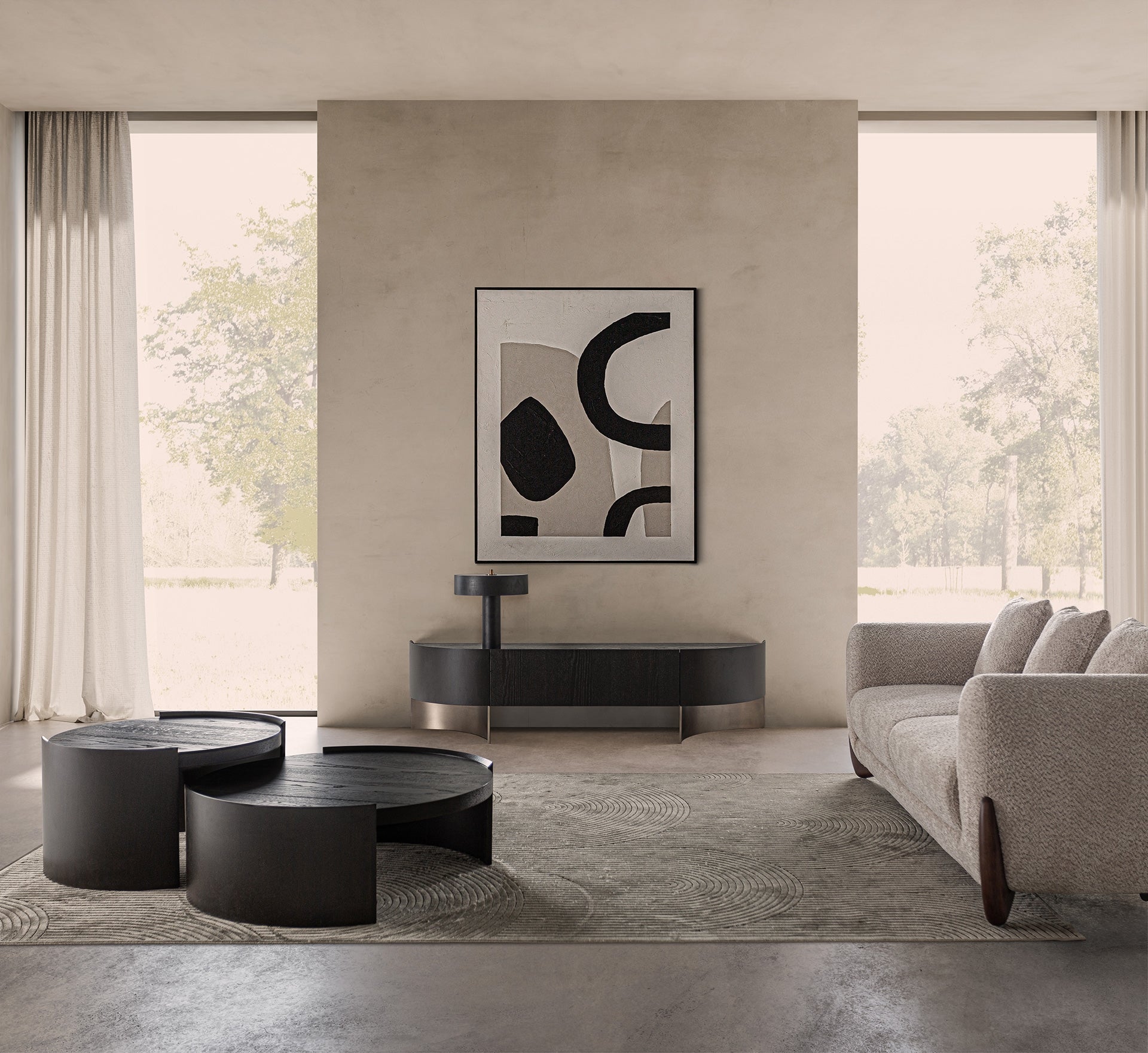 NEUVIC TV Cabinet dark oak veneer with gold base