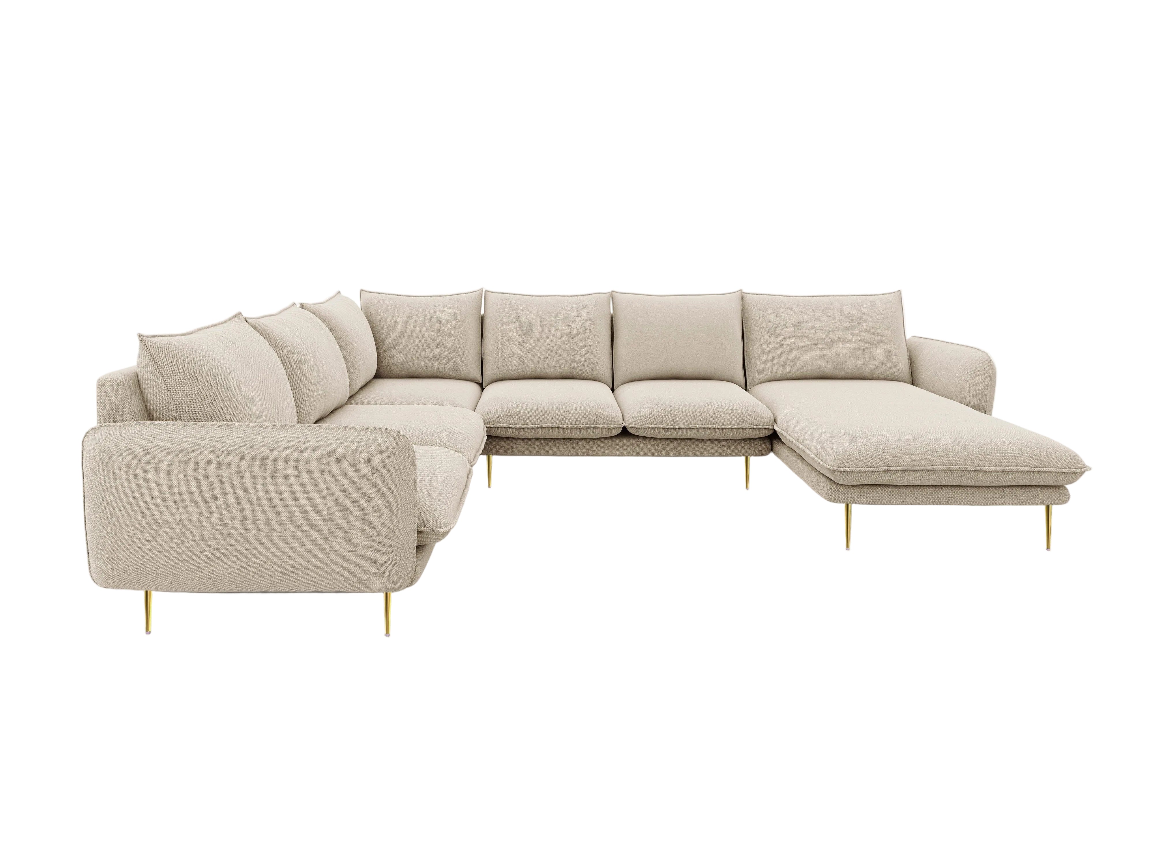 Narożnik lewostronny panoramiczny VIENNA beżowy ze złotą podstawą Cosmopolitan Design    Eye on Design