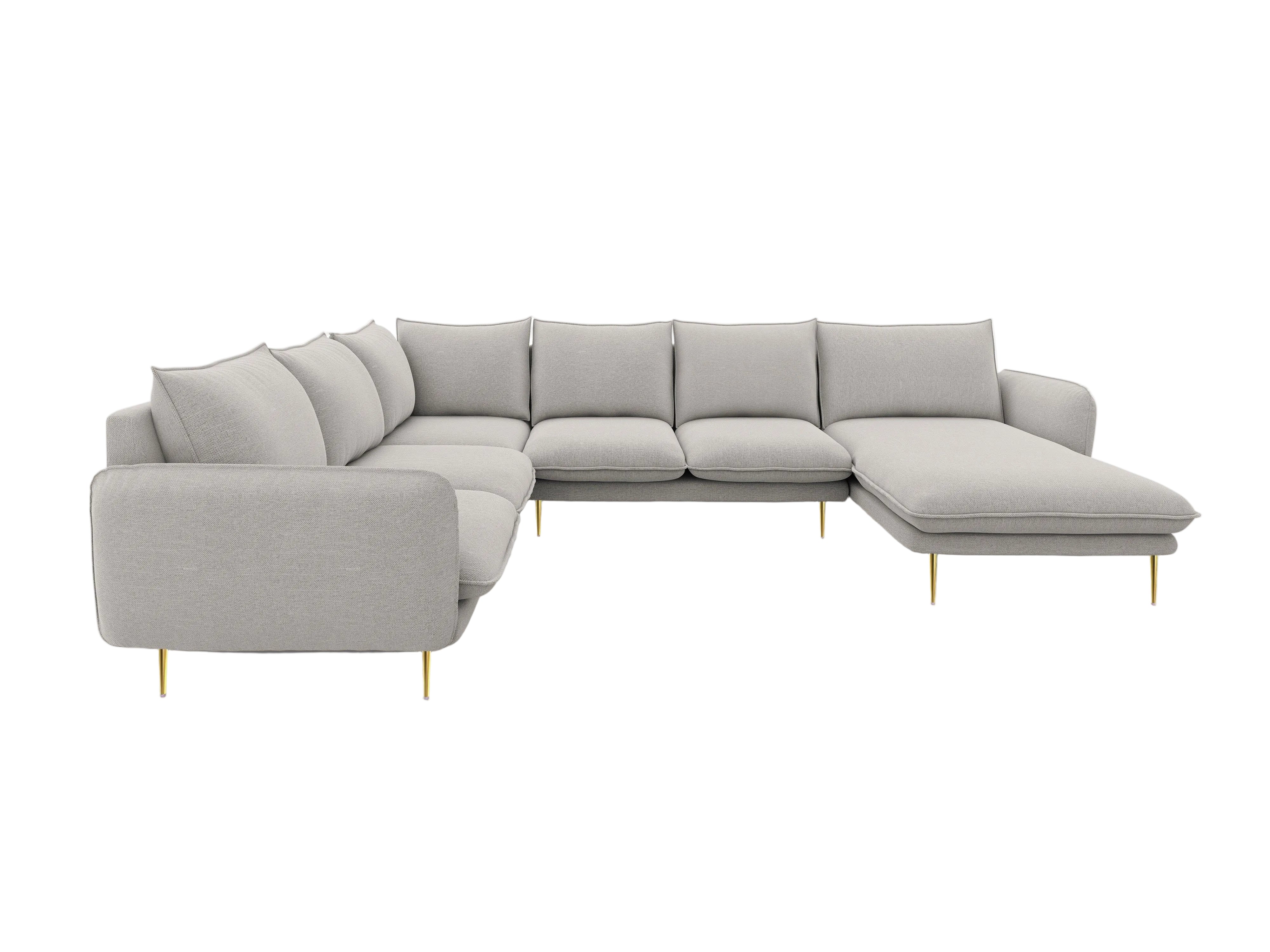 Narożnik lewostronny panoramiczny VIENNA jasnoszary ze złotą podstawą Cosmopolitan Design    Eye on Design