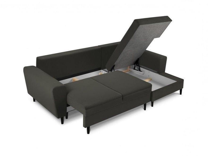 Narożnik prawostronny sztruksowy z funkcją spania KYOTO czarny Cosmopolitan Design    Eye on Design