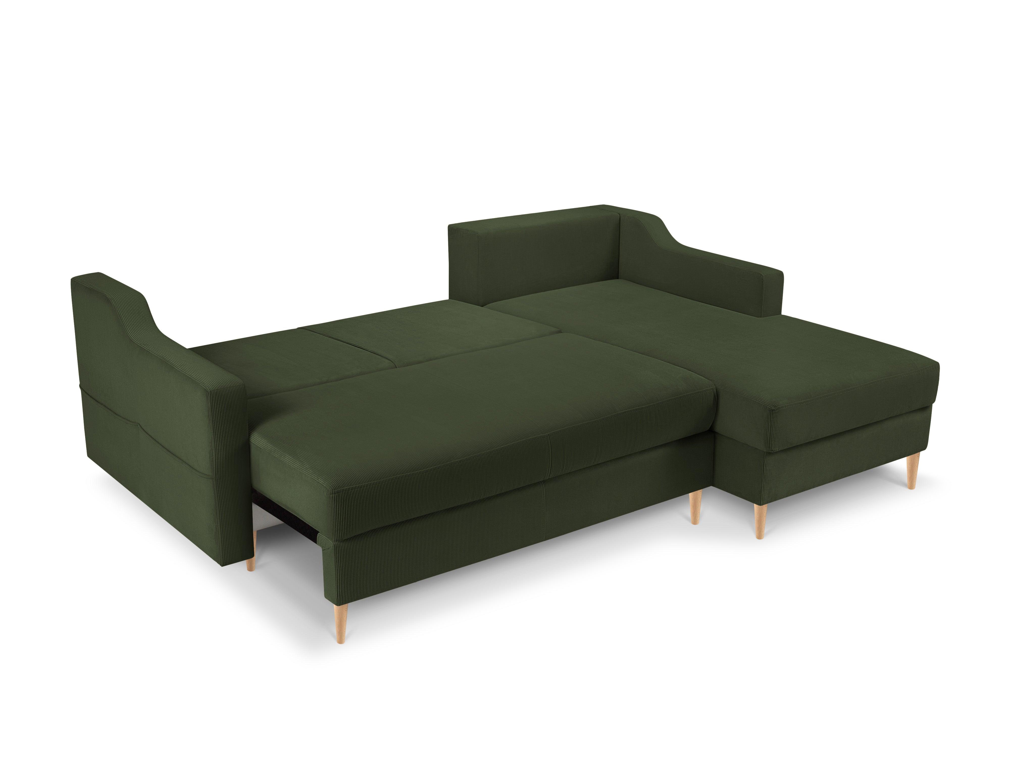 Narożnik prawostronny sztruksowy z funkcją spania ROSE butelkowa zieleń Mazzini Sofas    Eye on Design