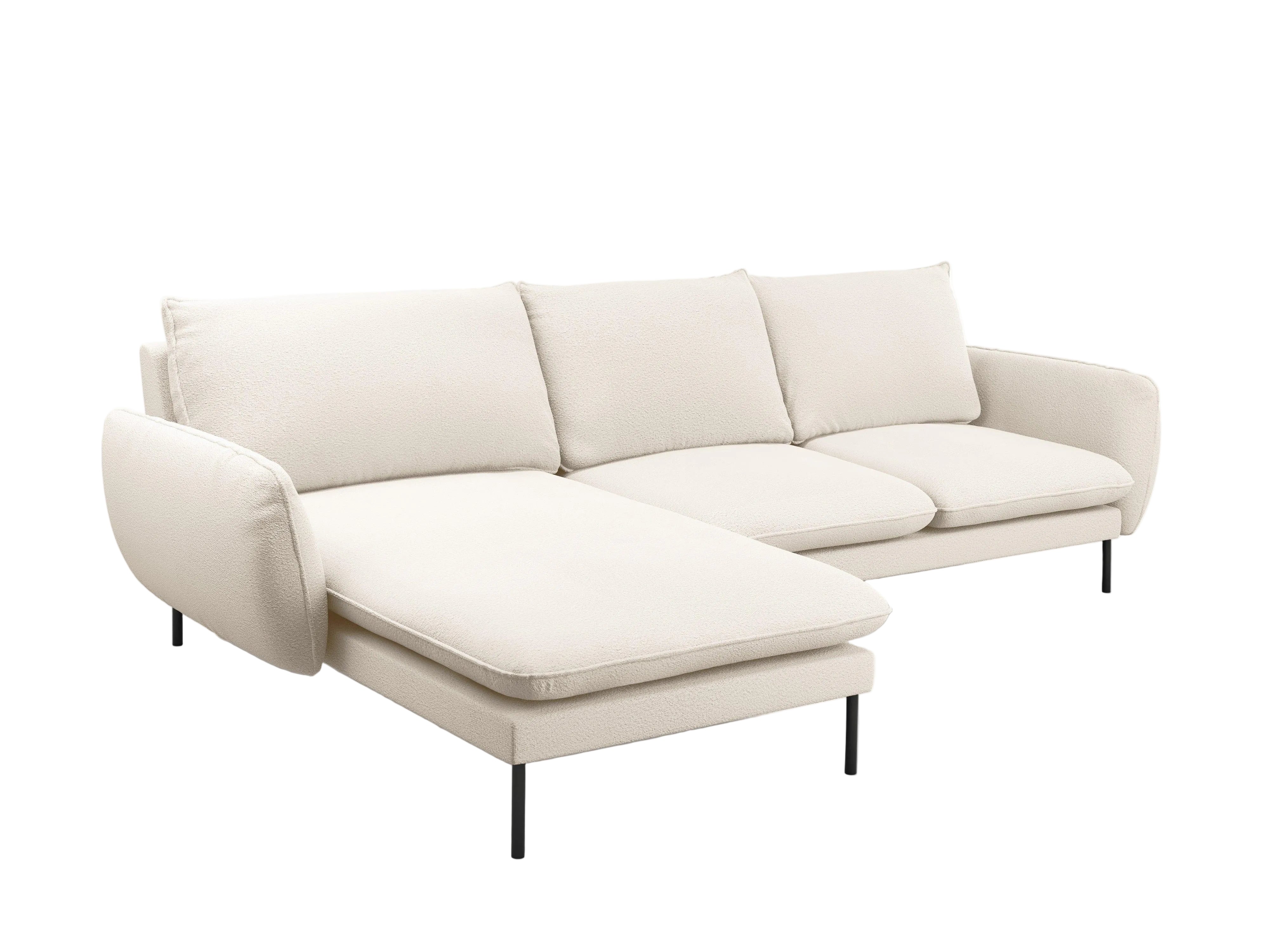 Narożnik w tkaninie boucle lewostronny VIENNA beżowy z czarną podstawą Cosmopolitan Design    Eye on Design