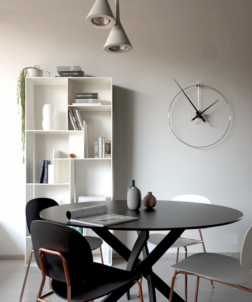 NEW ANDA wall clock in black walnut wood with chrome