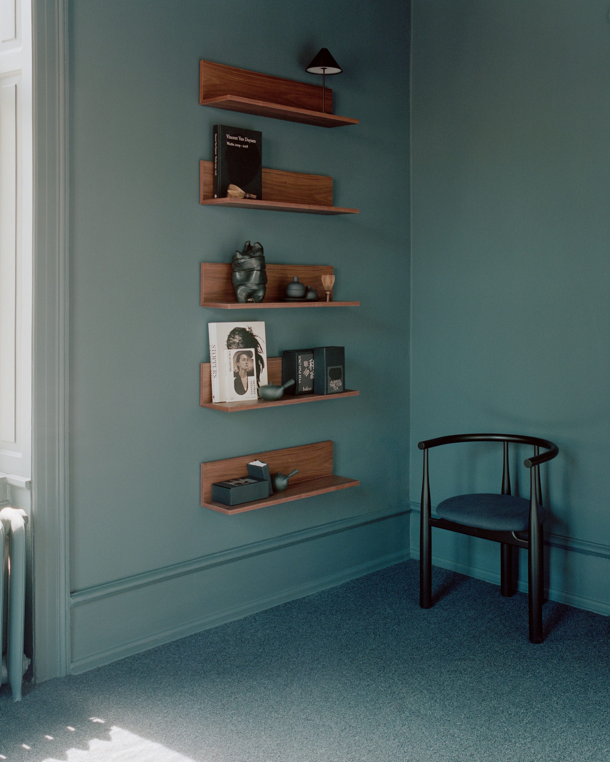 Tana nut veneer wall shelf