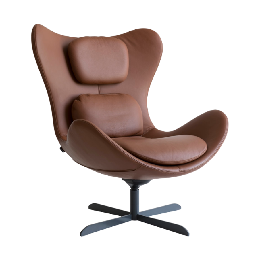 Draaistoel LAZY gestoffeerd met zwarte metalen basis