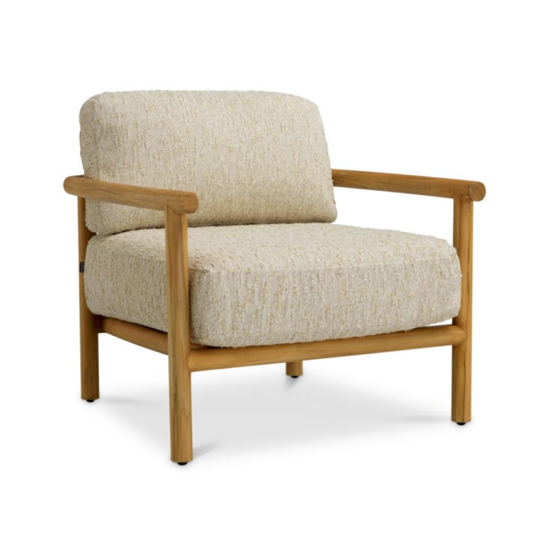 Fotel zewnętrzny OMBRIA kremowy z drewnianą podstawą