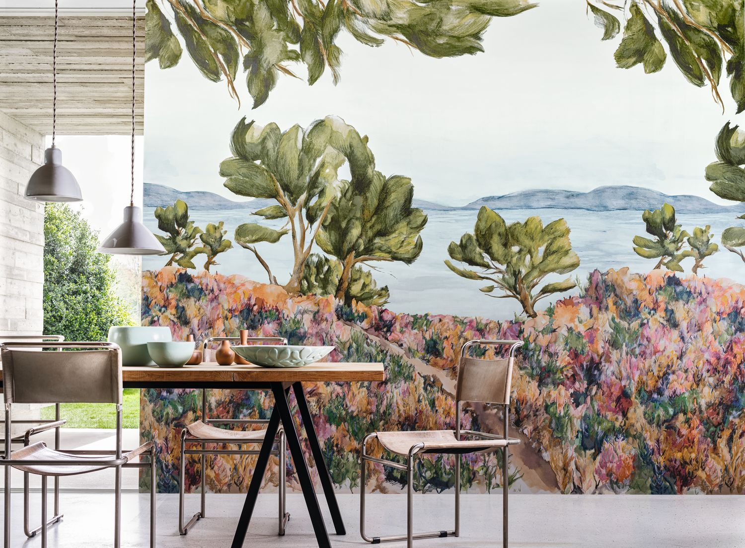 Muurschildering met plantenlandschap FELIX - MULTICO meerkleurig