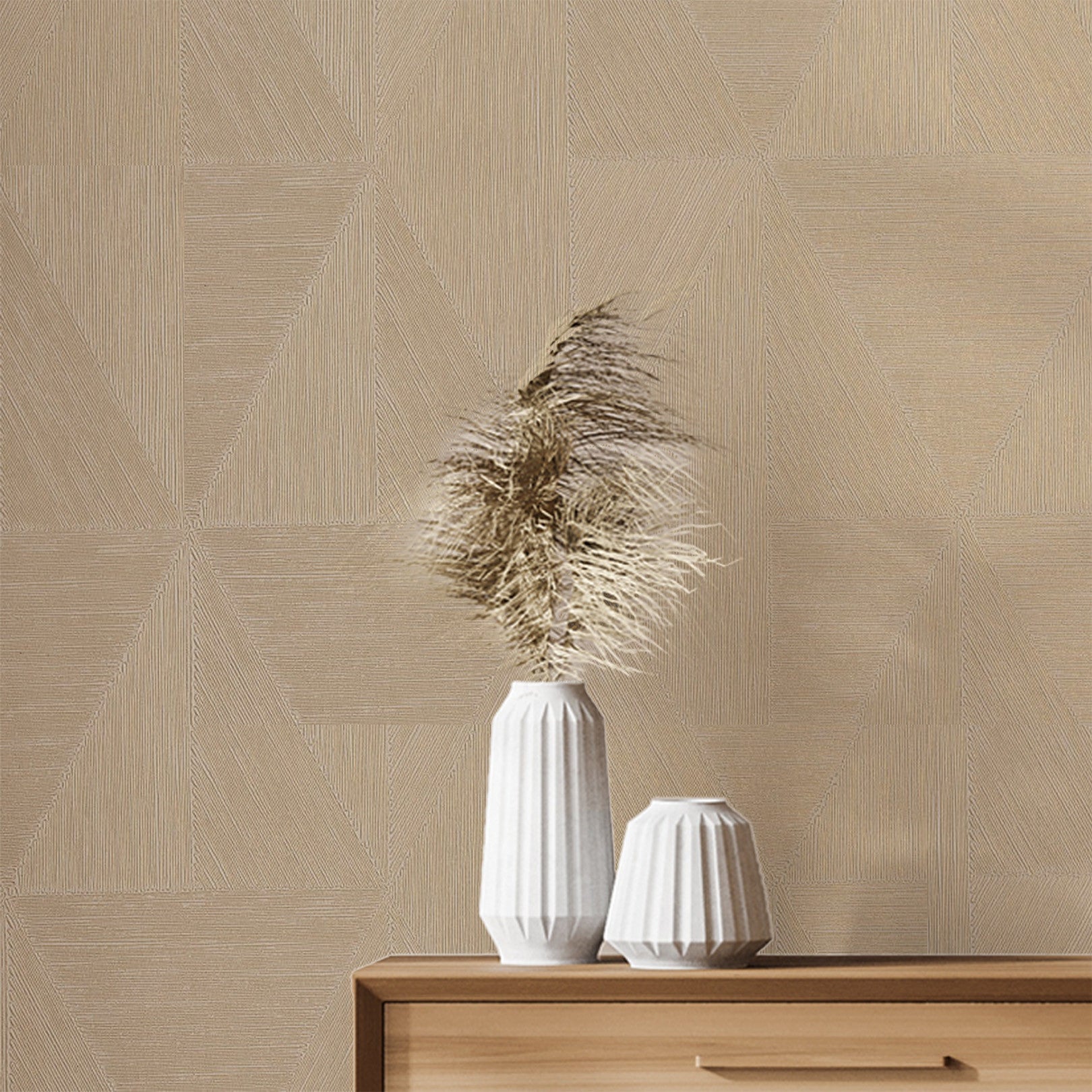 Metallic Wallpaper with Geometric Pattern PARANGON - WHITE/GOLD
