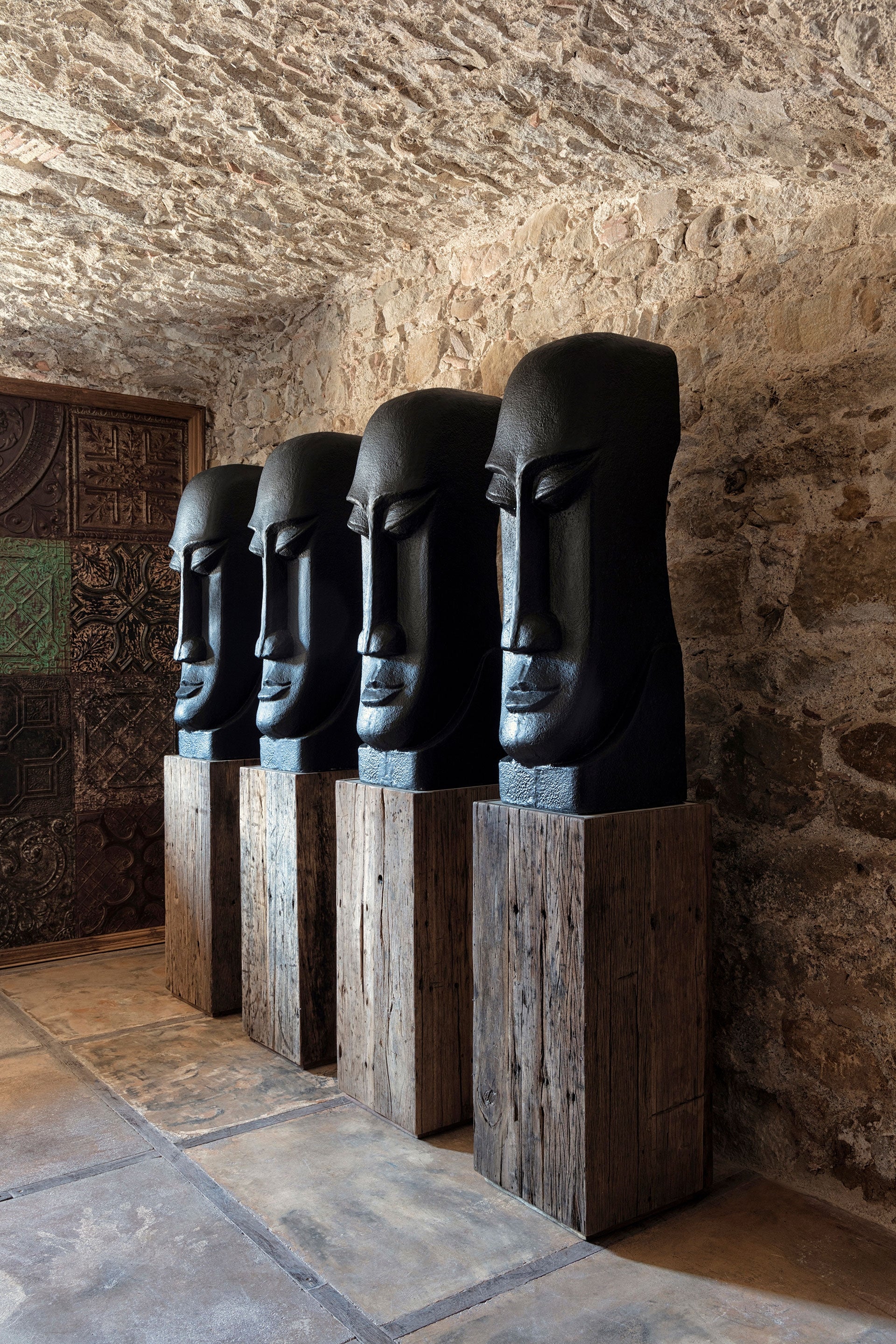 SAMSUN Column Recycled Pine Wood with Marble Top